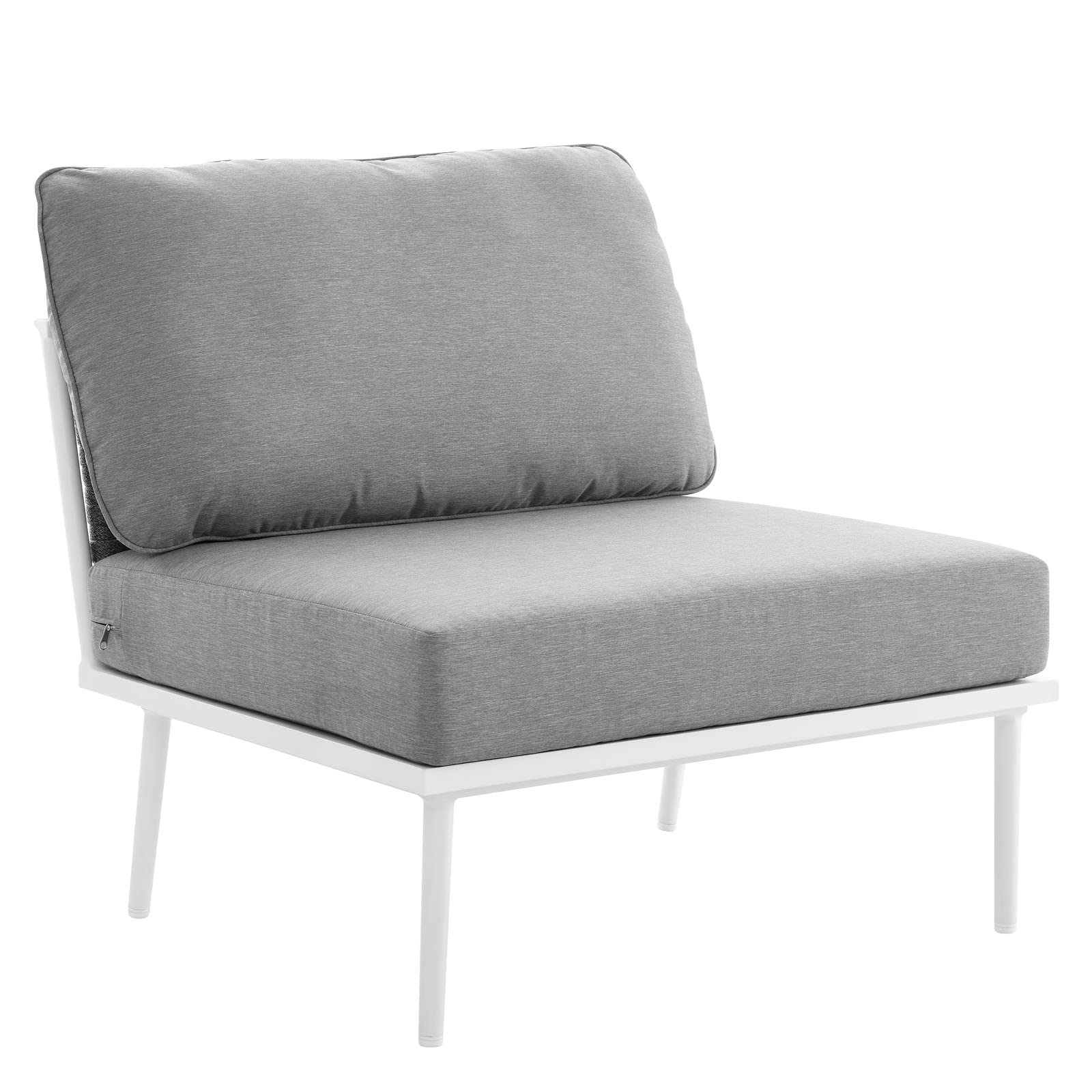 Modway Stance Outdoor Patio Armless Chair - White & Gray Woven Rope Aluminum Furniture for Garden, Poolside & Balcony Relaxation