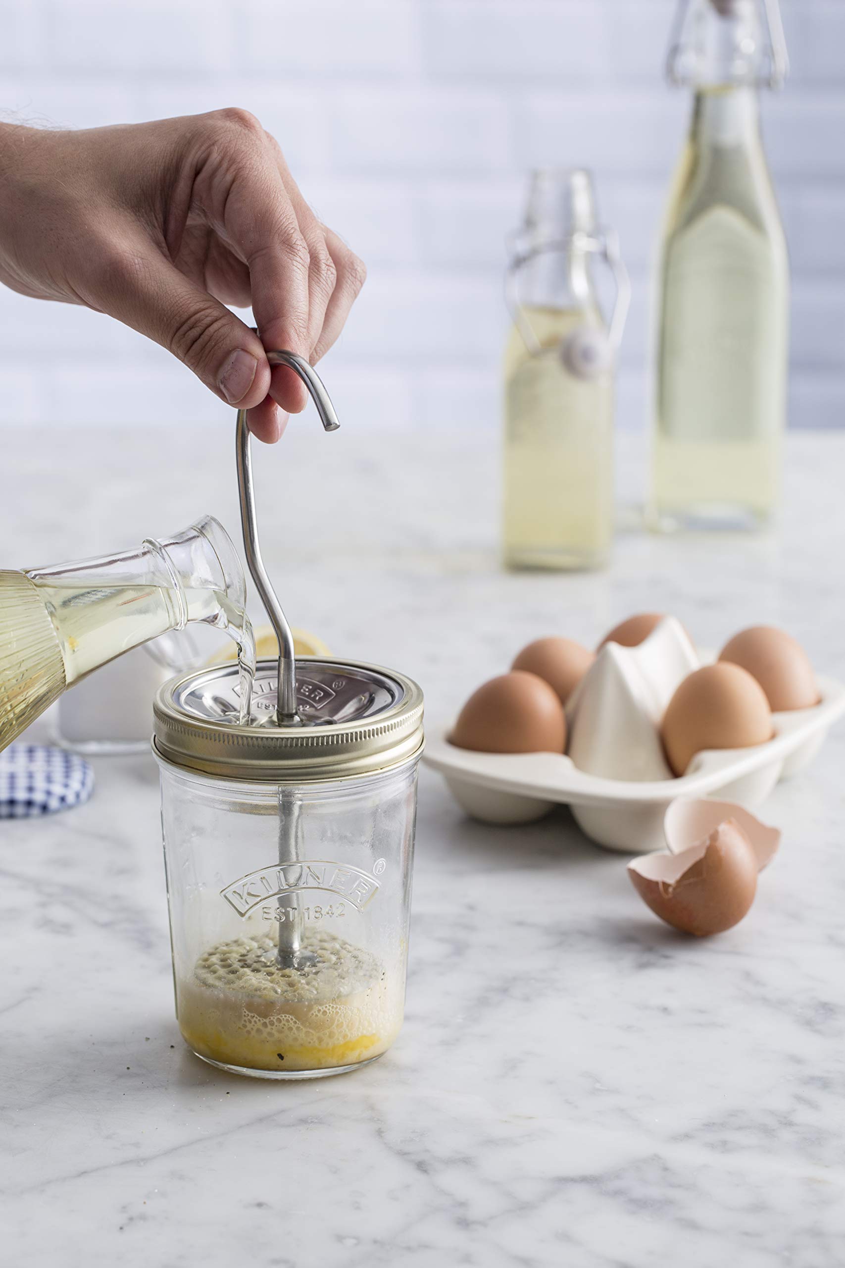 Kilner Glass Mayonnaise Maker & Sauce Jar Set - Perfect for Homemade Dressings, Dips, and Condiments | Ideal for Kitchen, BBQ, and Picnic Use