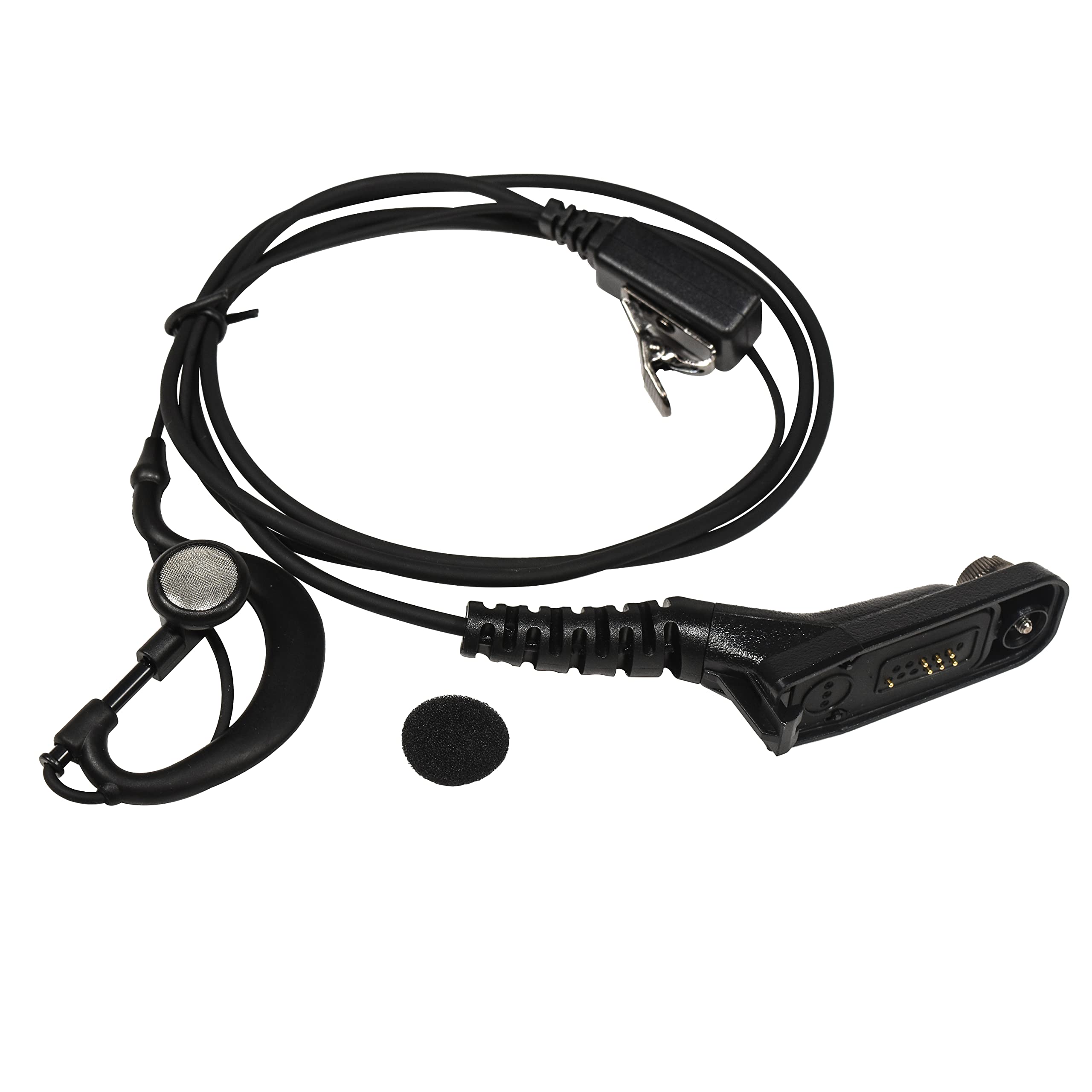 HQRP 4-Pack G-Shape Earpiece Headset with PTT Mic - Compatible with Motorola DP3600 DP3601 DP4400 DP4401 - Secure Fit for Two-Way Radios - Ideal for Security, Construction & Event Staff Communication