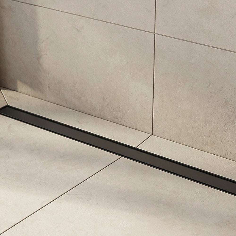 1000mm Black Tile Insert Shower Drain Grate with Center Outlet - Heavy Duty Bathroom Floor Waste Drain for Wet Room, Shower Enclosure & Tiled Floors