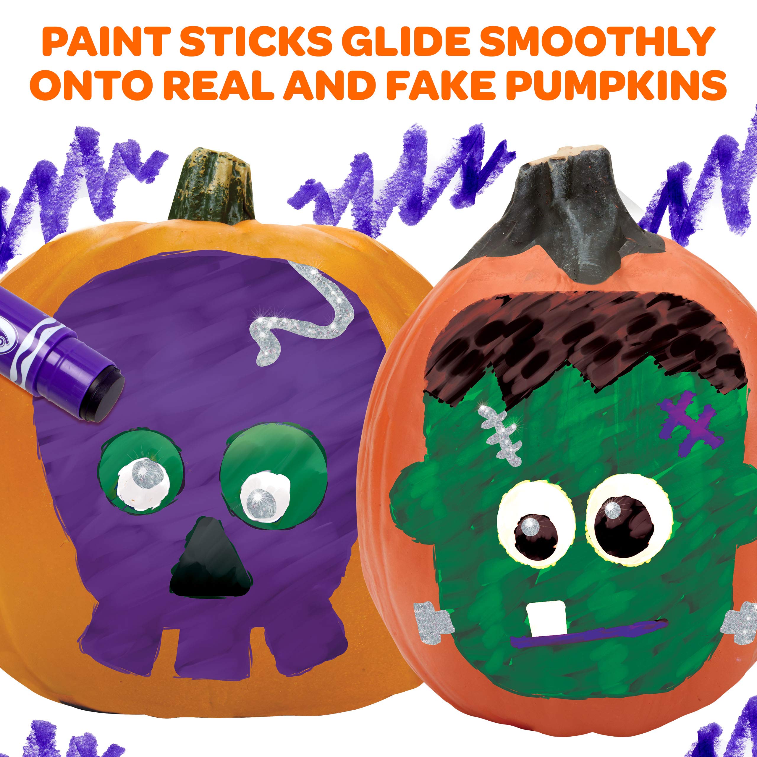 **Crayola No Carve Pumpkin Decorating Kit with Paint Sticks - Mess-Free Kids Painting Set, Halloween Pumpkin Decor, Creative Gift for Boys & Girls - Perfect for Fall Crafts & Holiday Decorations**