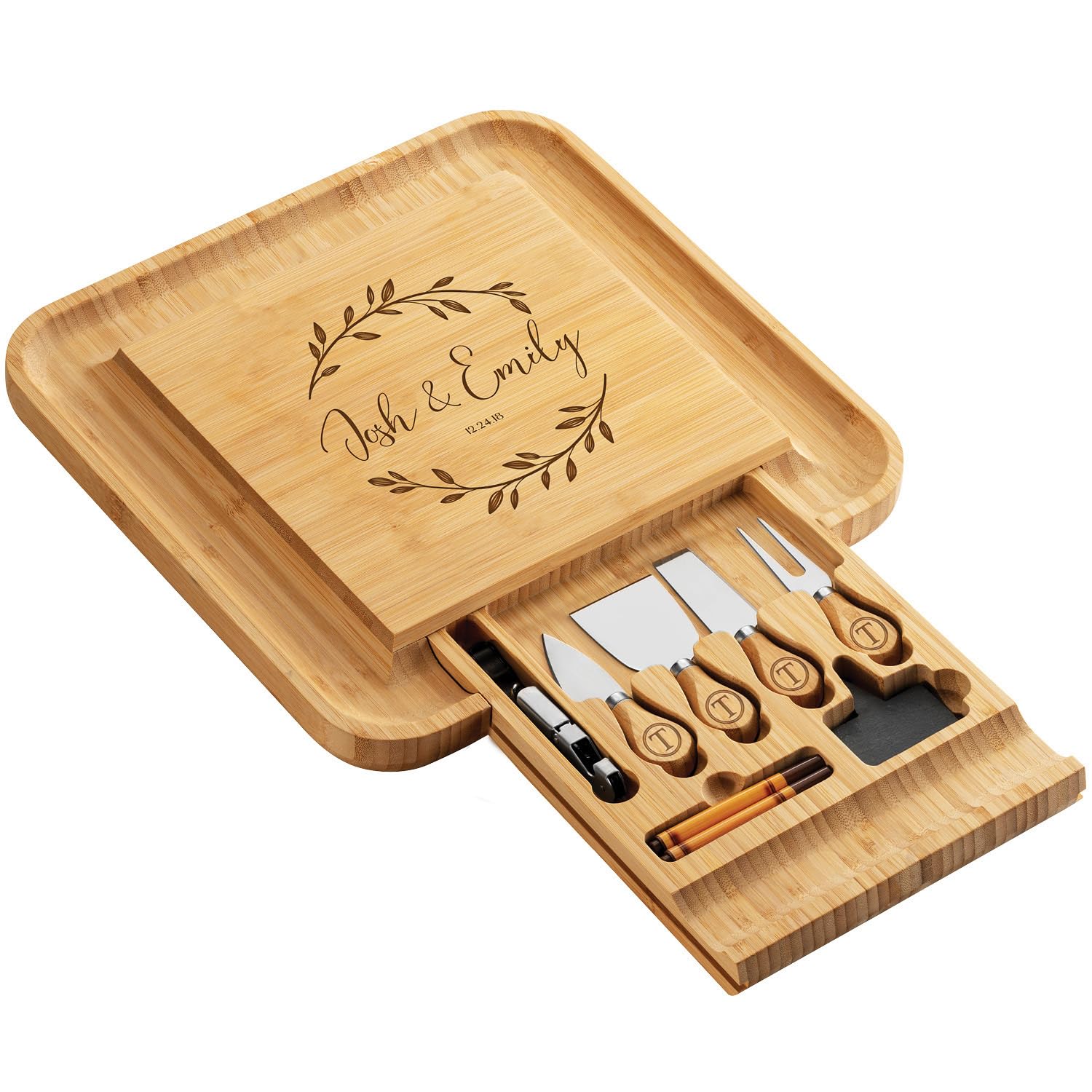 Custom Engraved Charcuterie Board - Personalized Cheese & Charcuterie Serving Platter for Weddings, Housewarming, Birthdays - Unique Gift for Men & Women | Perfect for Entertaining, Cheese Tasting & Charcuterie Parties