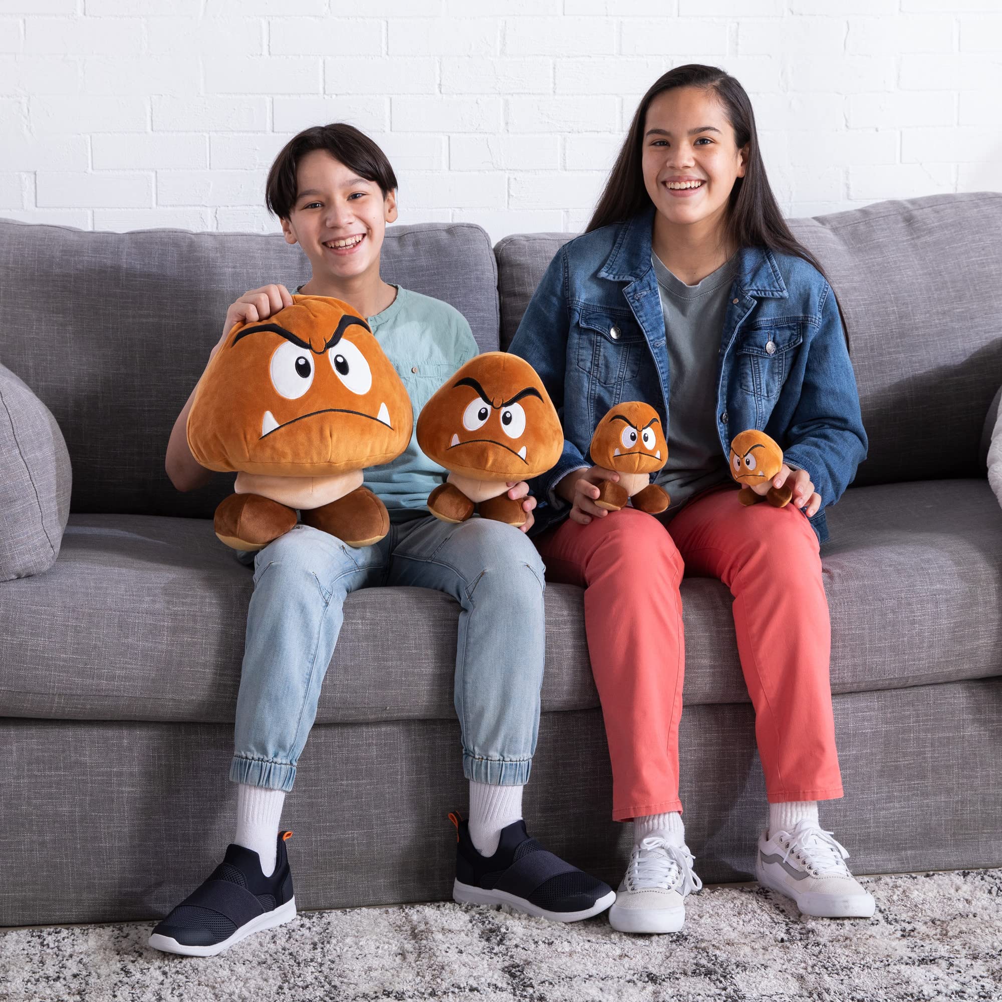 Super Mario Goomba Plush Toy - 6 Inch Soft Squishy Plushie - Collectible Mocchi Mocchi Style Figure - Perfect for Gaming Room Decor & Mario Fan Gifts