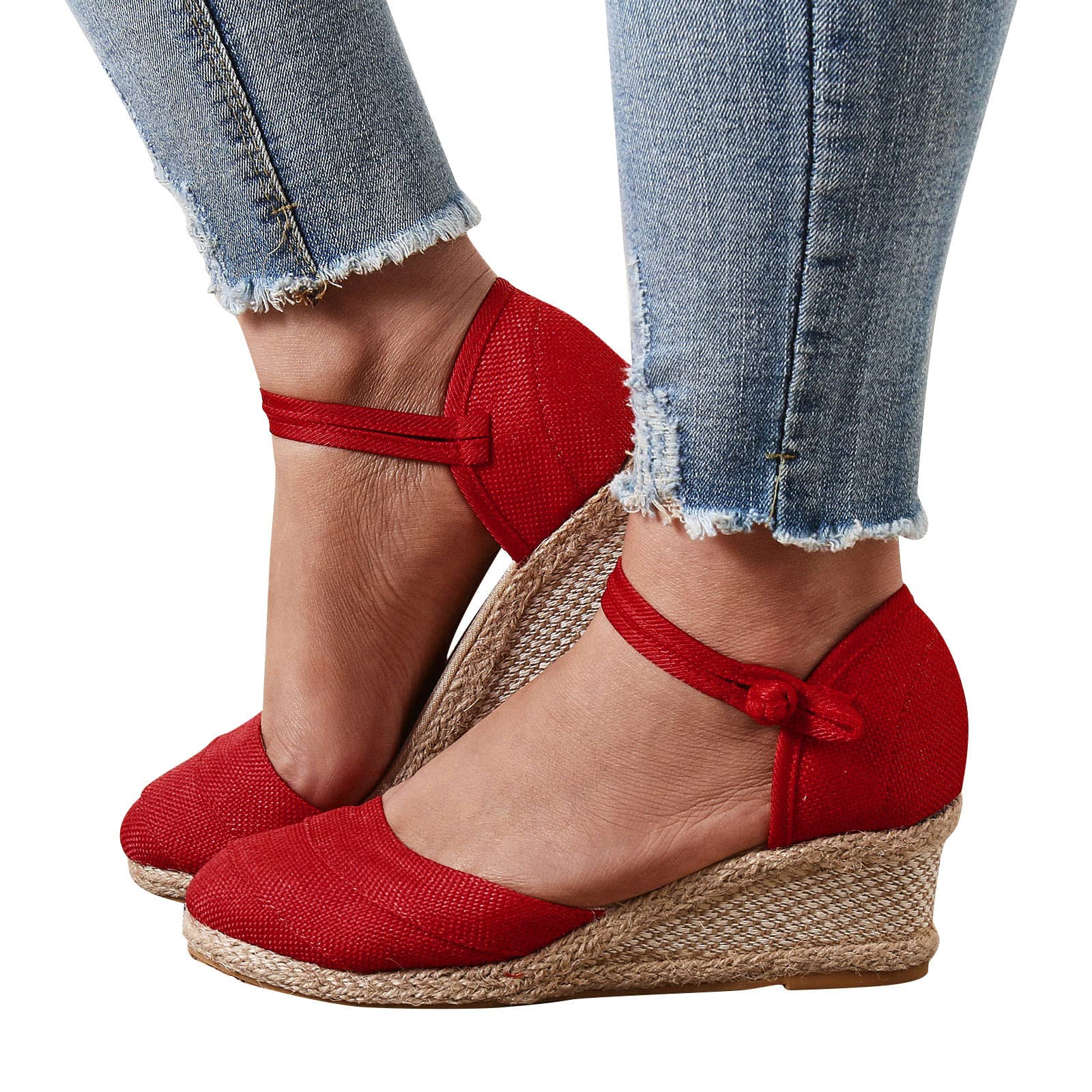 Aniywn Women's Closed Toe Retro Wedge Sandals with Buckle Strap - Casual Espadrilles for Ladies | Perfect for Summer Outfits, Beach Vacations & Everyday Comfort