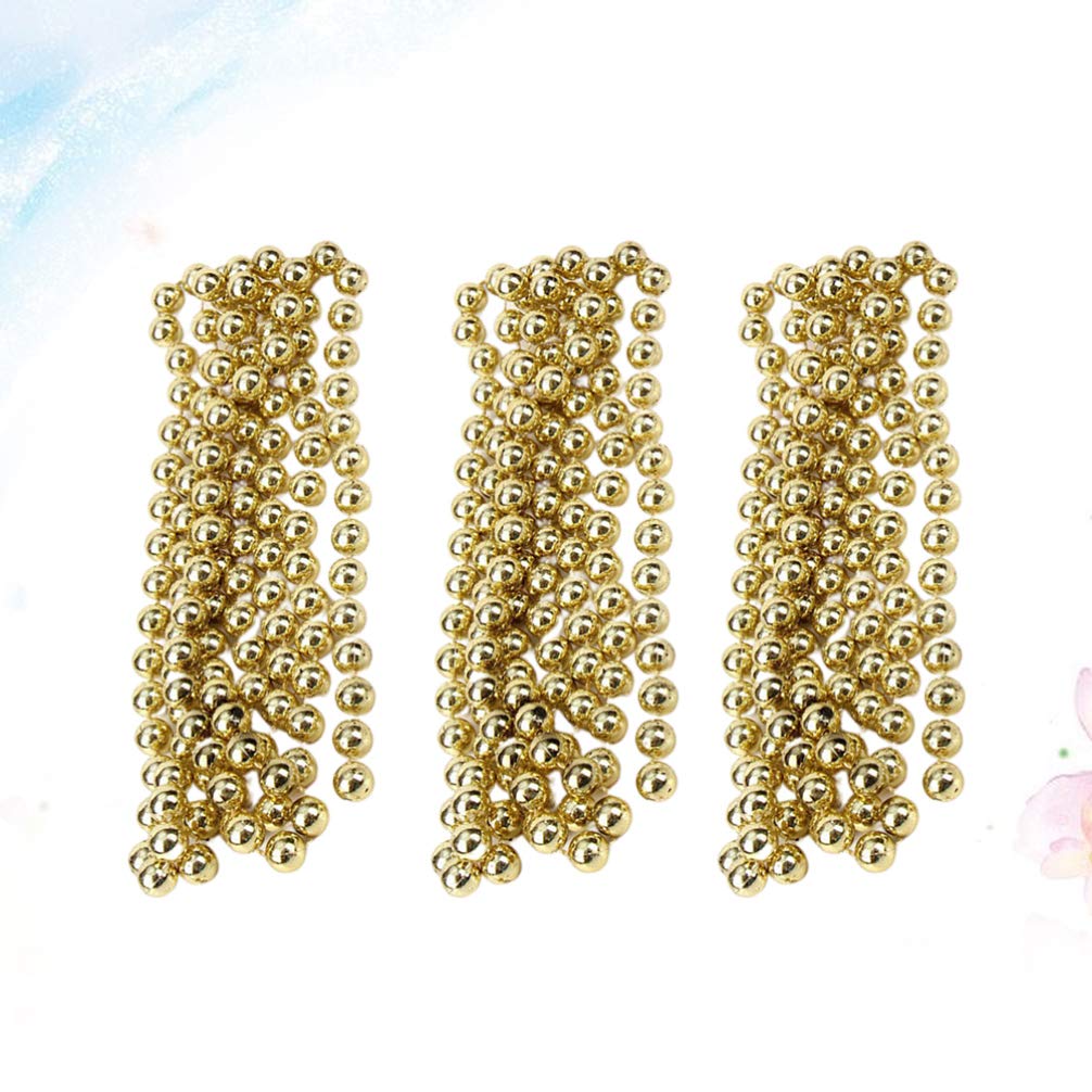 NUOBESTY 3-Piece Pearl Christmas Garland - Gold & Silver Beaded Hanging Chains for Xmas Tree Decor, Holiday Party, Home & Office Decoration - Elegant Festive Ornaments for Christmas Celebrations