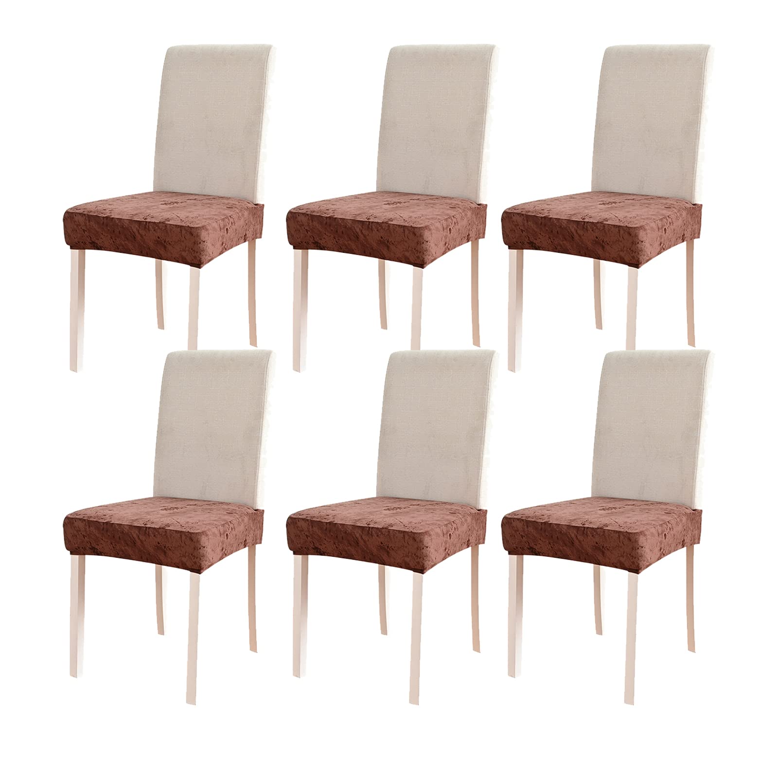 HAOYONG 6-Piece Stretchable Printed Square Dining Chair Covers - Removable Slipcovers for Kitchen & Dining Room Chairs - Soft Upholstered Seat Cushion Protectors (Perfect for Home, Restaurant, and Office Use)