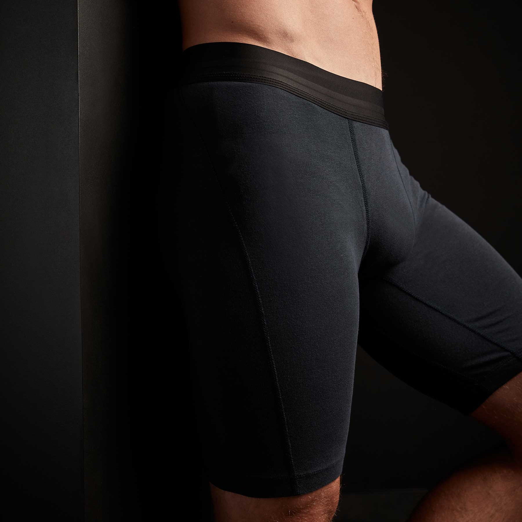 Elevated Lotus Sport Boxer Briefs for Men - Long Leg French Navy - Comfortable Athletic Underwear for Running, Gym & Workout