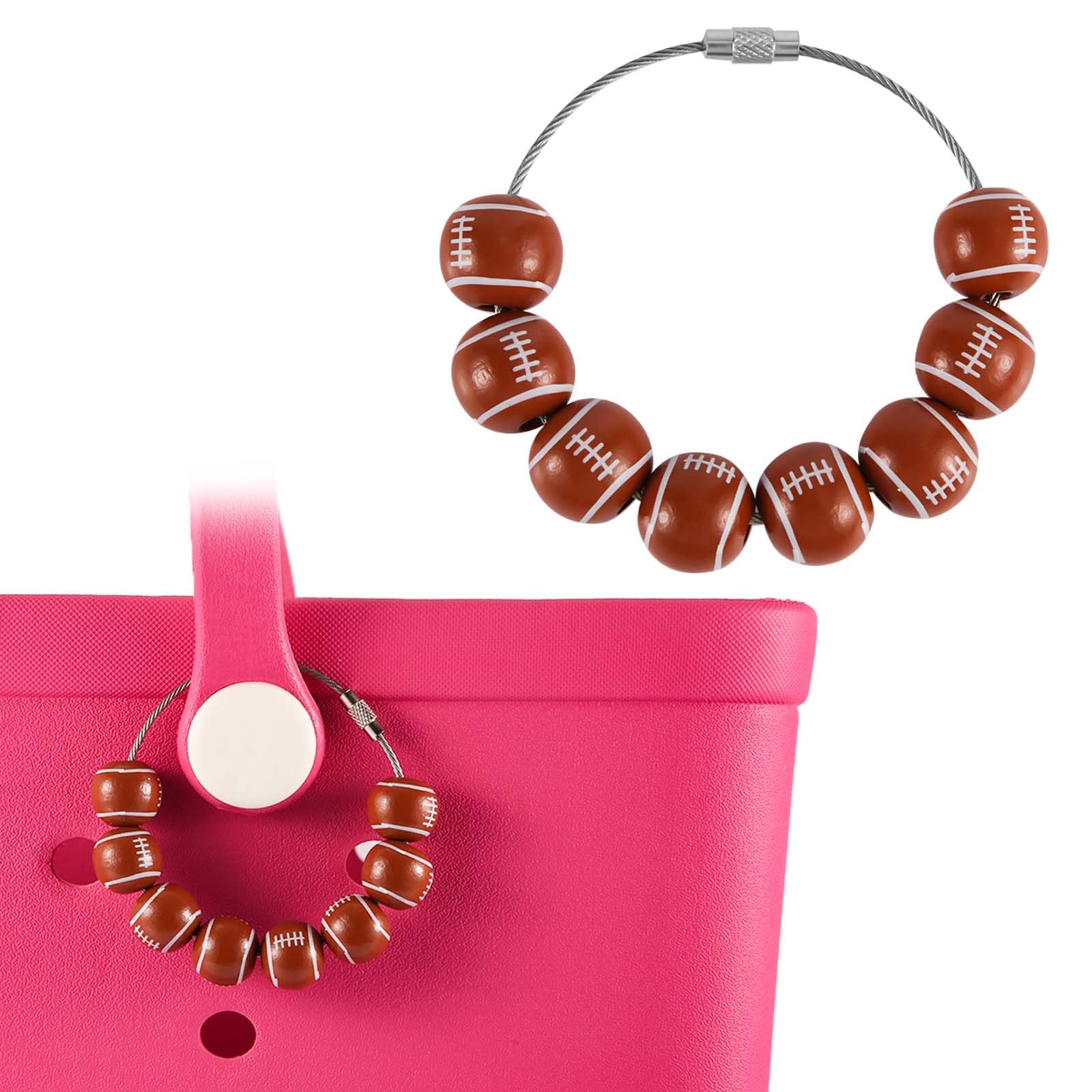 2pcs Sports Charms for Bogg Bag - Decorative Wooden Bead Accessories with Sports Ball Design - Compatible with Bogg Bags, Handbags & Beach Tote Bags - Perfect for Beach Outings, Pool Parties & Summer Fashion Accessories