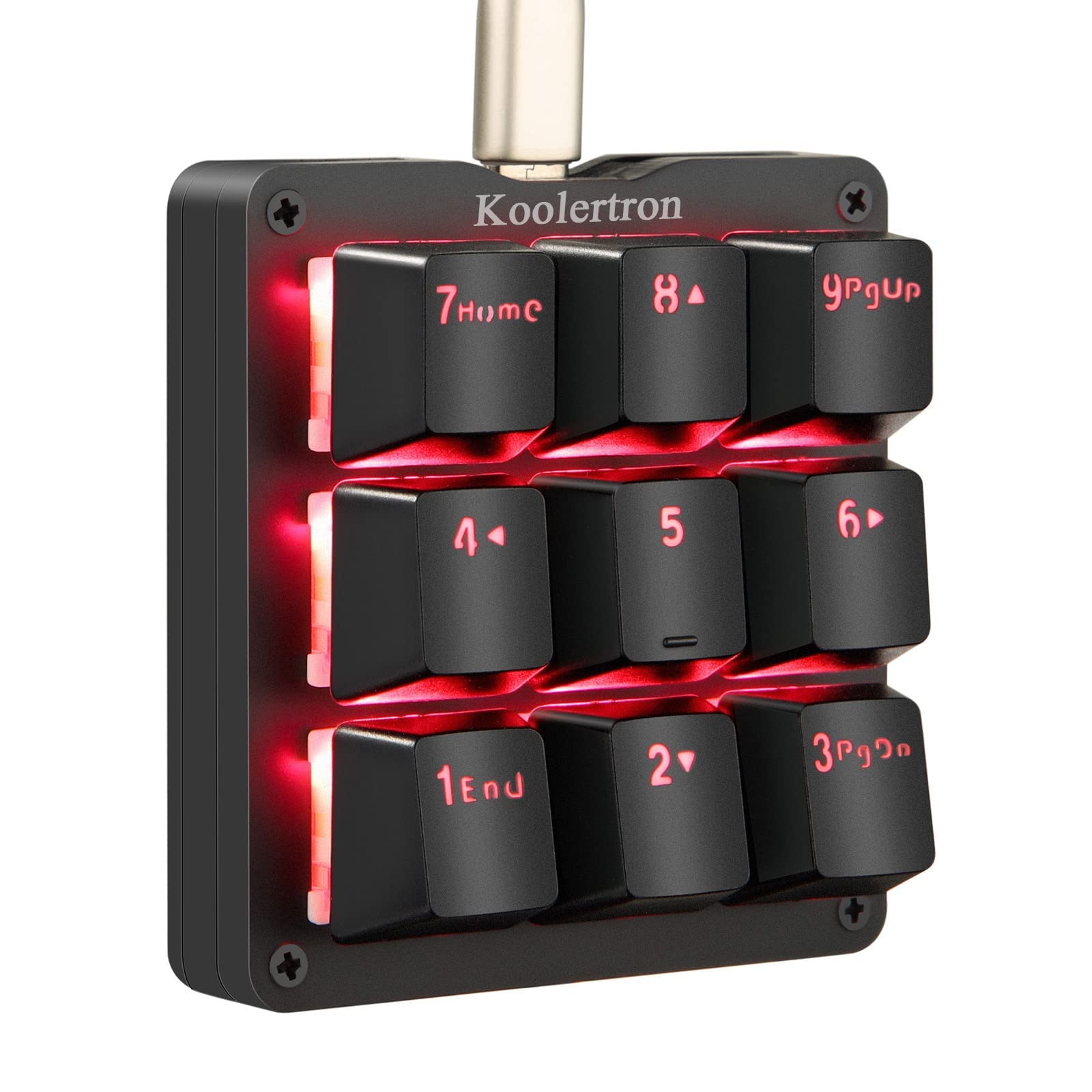 Koolertron One-Handed Macro Mechanical Gaming Keyboard - Portable Mini Keypad with 9 Programmable Keys, Pink LED Backlight, Black/Blue Switches - Perfect for OSU!, Gaming & Office Work