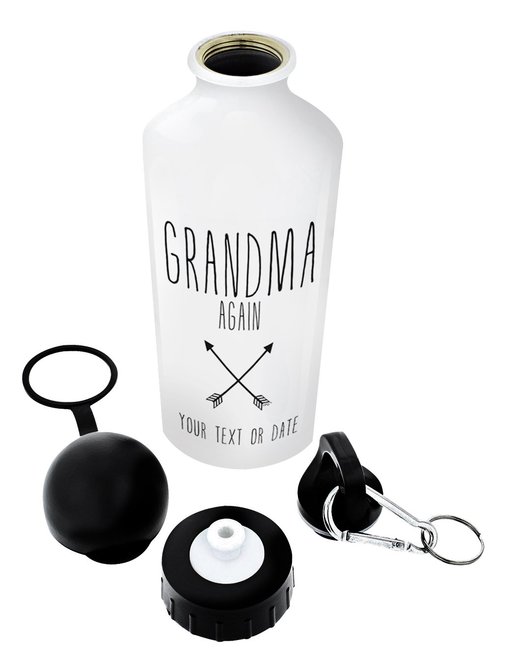 Personalized Grandma Water Bottle - Custom Engraved Aluminum Water Bottle with Cap & Sport Top - Perfect for Baby Announcements, Grandma Gifts & Everyday Hydration - Great for Hiking, Gym & Outdoor Activities