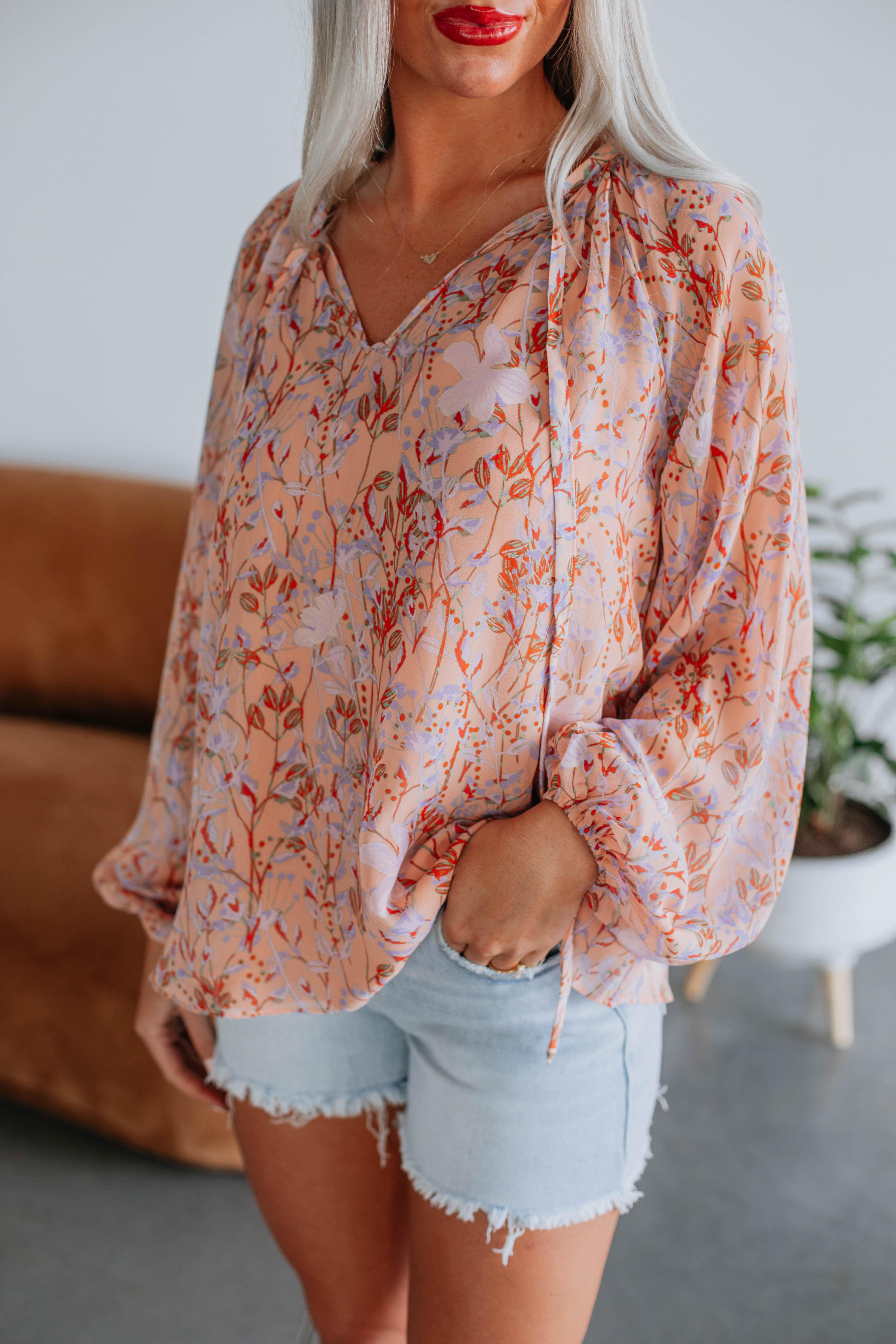 Breslin Floral Print Women's Blouse - Elegant Flowy Tops for Spring Summer, Office Wear & Casual Outfits