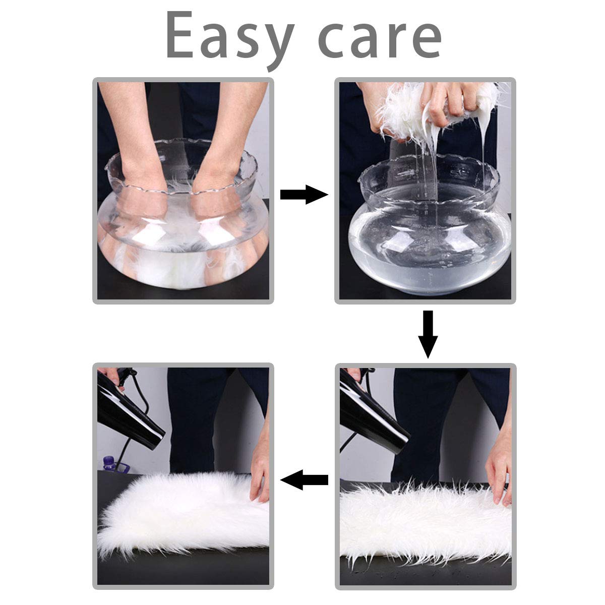 Soft Fluffy Faux Fur Area Rug - 6.6x6.6ft Black Shaggy Sheepskin Carpet for Living Room, Bedroom & Nursery - Cozy Home Decor Rug for Kids Play Area & Pet-Friendly Floor Mat