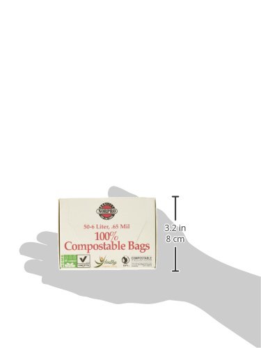Norpro 100% Compostable Trash Bags - 50 Count Eco-Friendly Kitchen Waste Bags, Grey | Perfect for Food Scraps, Organic Waste & Sustainable Home Cleaning