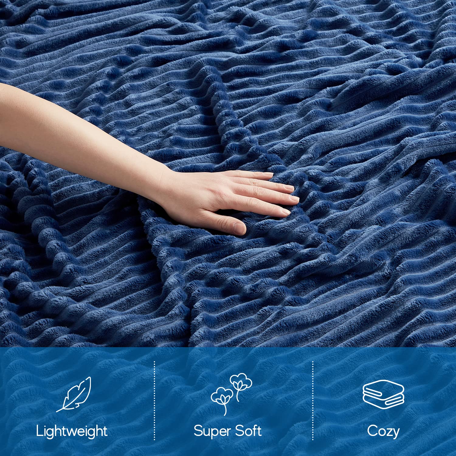 Nestl Navy Blue Fleece Throw Blanket 50x60 Inches - Ultra Soft & Lightweight Plush Blanket for Couch, Sofa, Bed - Cozy Warm Fuzzy Blanket Perfect for Living Room, Bedroom, Travel & Gifts