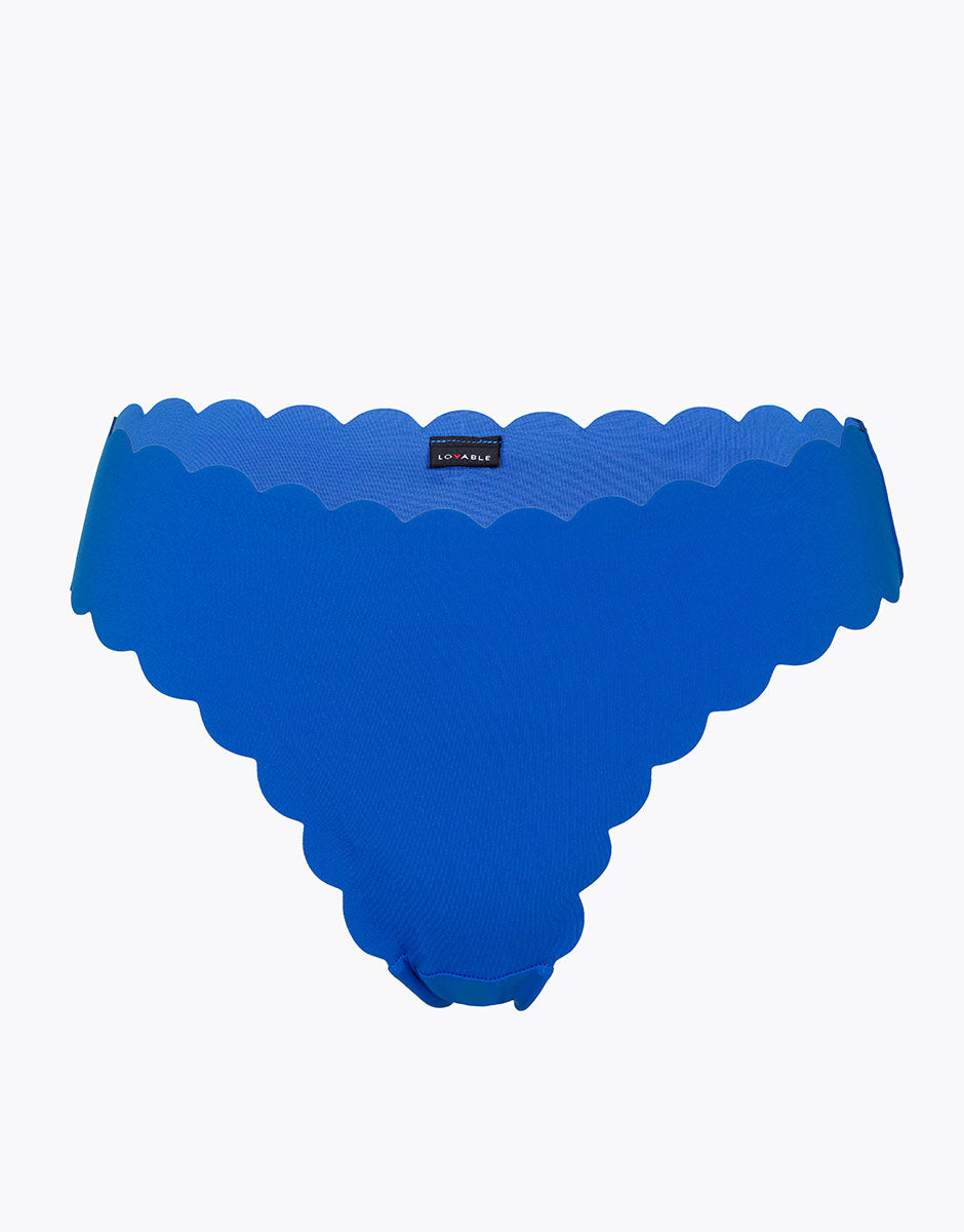 Brazilian Bikini Swimsuit - Scallop Edge Microfiber Electric Blue - Perfect for Beach, Pool & Summer Vacations