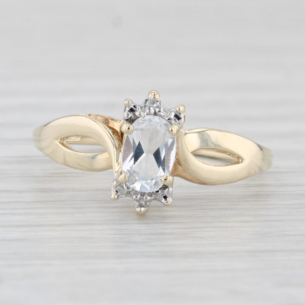 0.50ct Oval Colorless White Topaz Diamond Ring - 10k Yellow Gold Size 7 - Elegant Engagement, Wedding, Anniversary Gift for Her