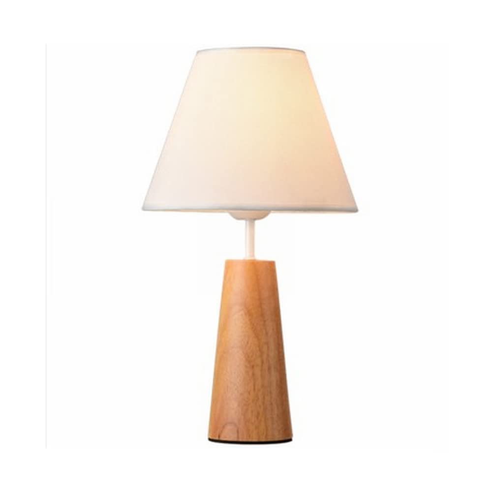 Vintage White Table Lamp - Retro Fabric & Wood Bedside Lamp for Bedroom, Living Room, Hotel - Modern Desk Lighting with Wooden Base, Night Light for Cozy Ambience & Reading
