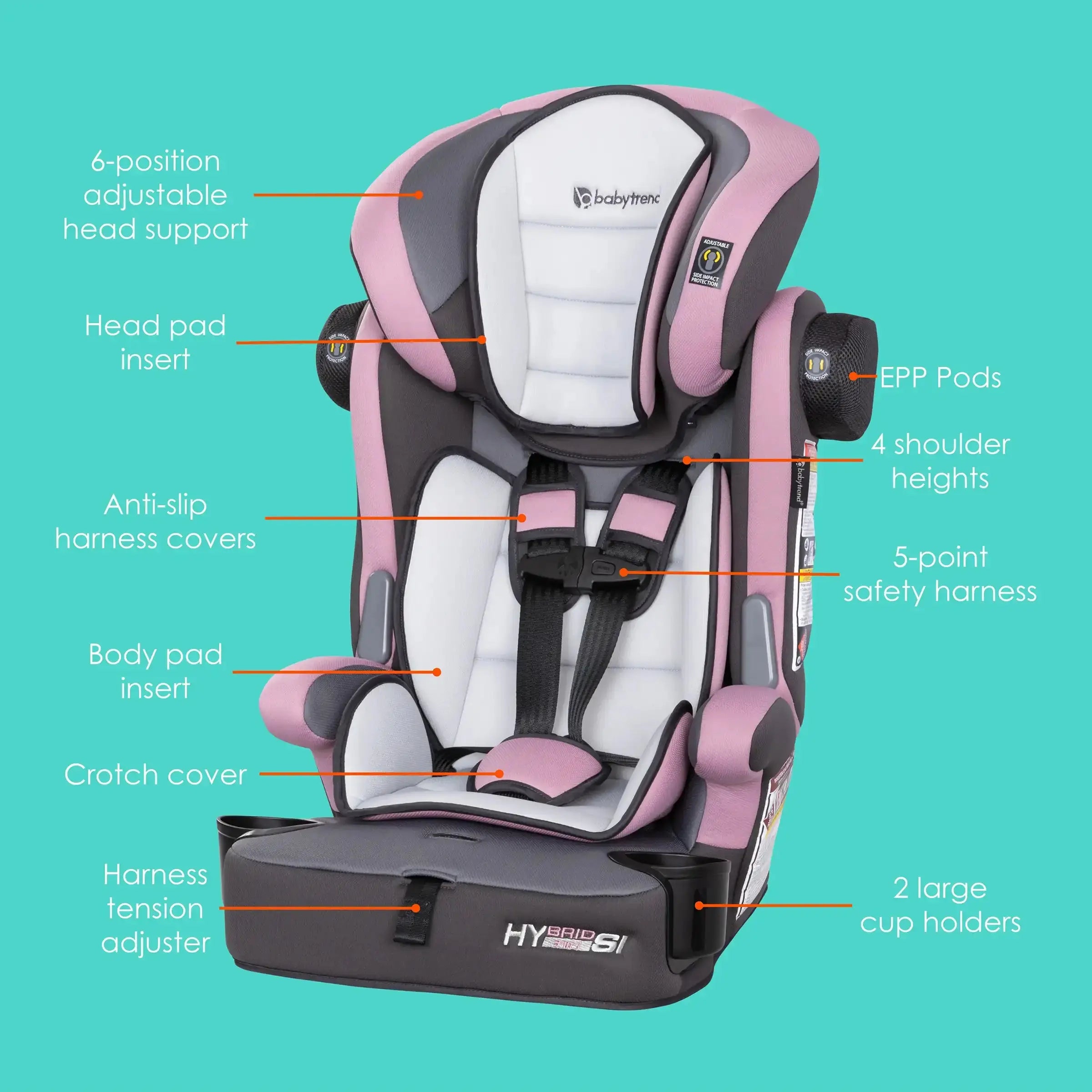 Hybrid™ SI 3-in-1 Convertible Car Seat with Side Impact Protection - Desert Rose (Walmart Exclusive) | Safe for Infants, Toddlers & Big Kids | Perfect for Road Trips & Daily Commutes