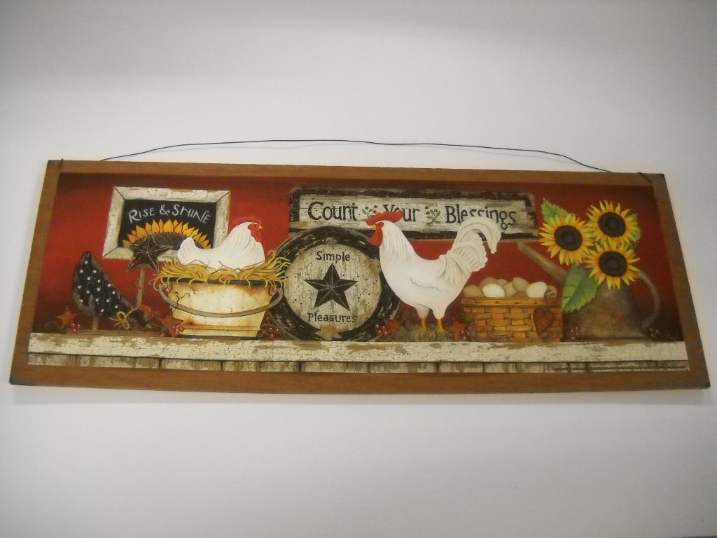 Rooster Sunflower Wooden Wall Art - Country Kitchen Decor for Home