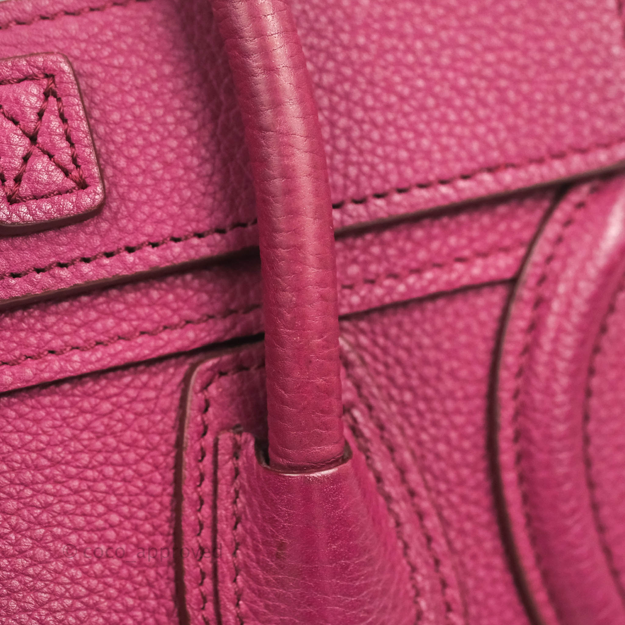 Celine Nano Luggage Bag in Plum Drummed Calfskin Leather - Stylish Crossbody Purse for Women, Perfect for Work, Travel & Everyday Use