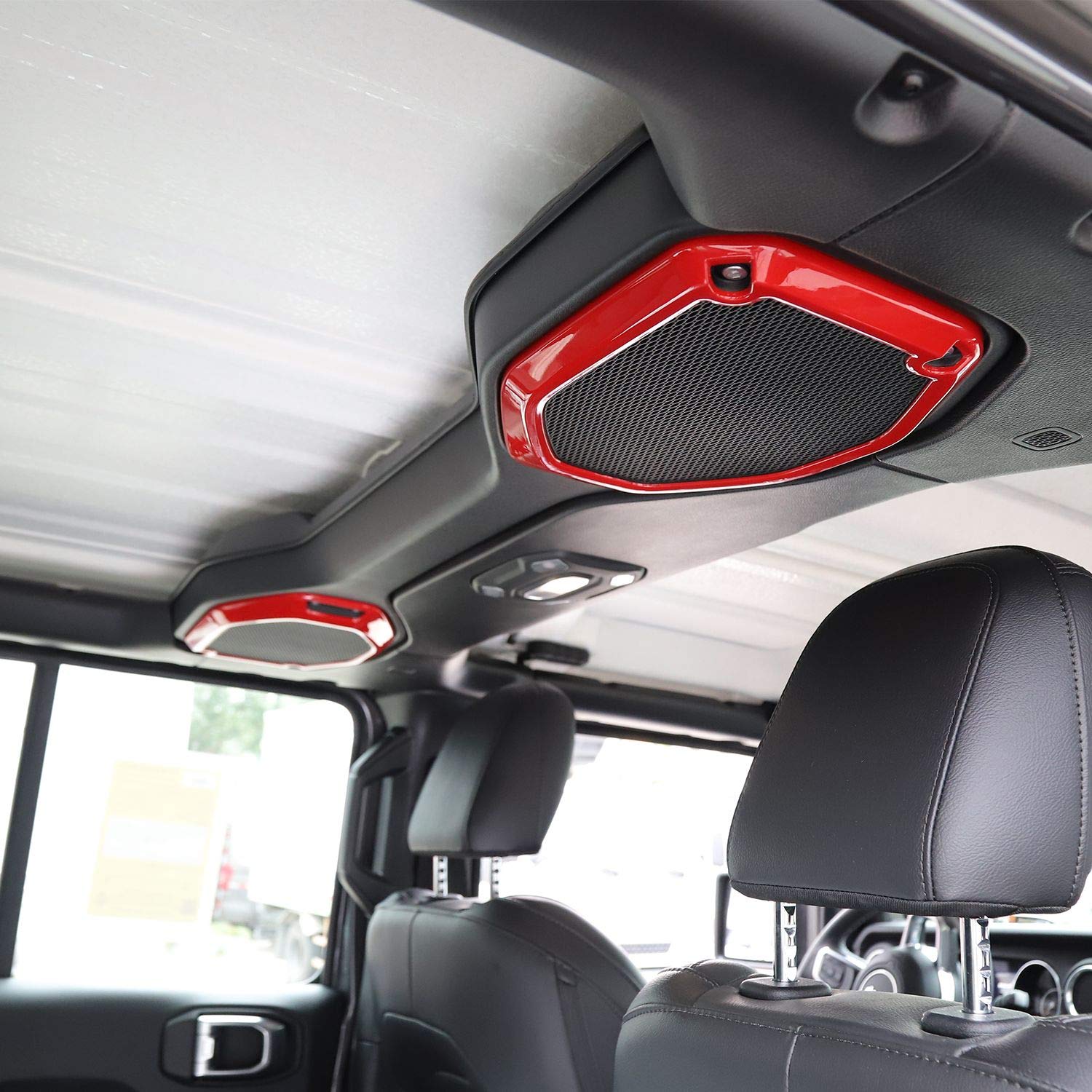 Premium Voodonala ABS Speaker Audio Trim & A Pillar Trim Kit (4-Piece, Red) – Compatible with 2018-2023 Jeep Wrangler JL/JLU & Gladiator JT – Interior Upgrade for Enhanced Sound & Style – Perfect for Off-Road Adventures & Custom Car Audio Systems