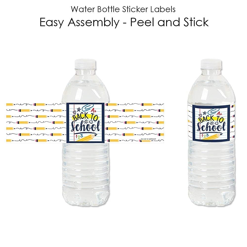 Back to School Party Favors - Bow & Popcorn Boxes, Water Bottle Stickers for Classroom Celebrations