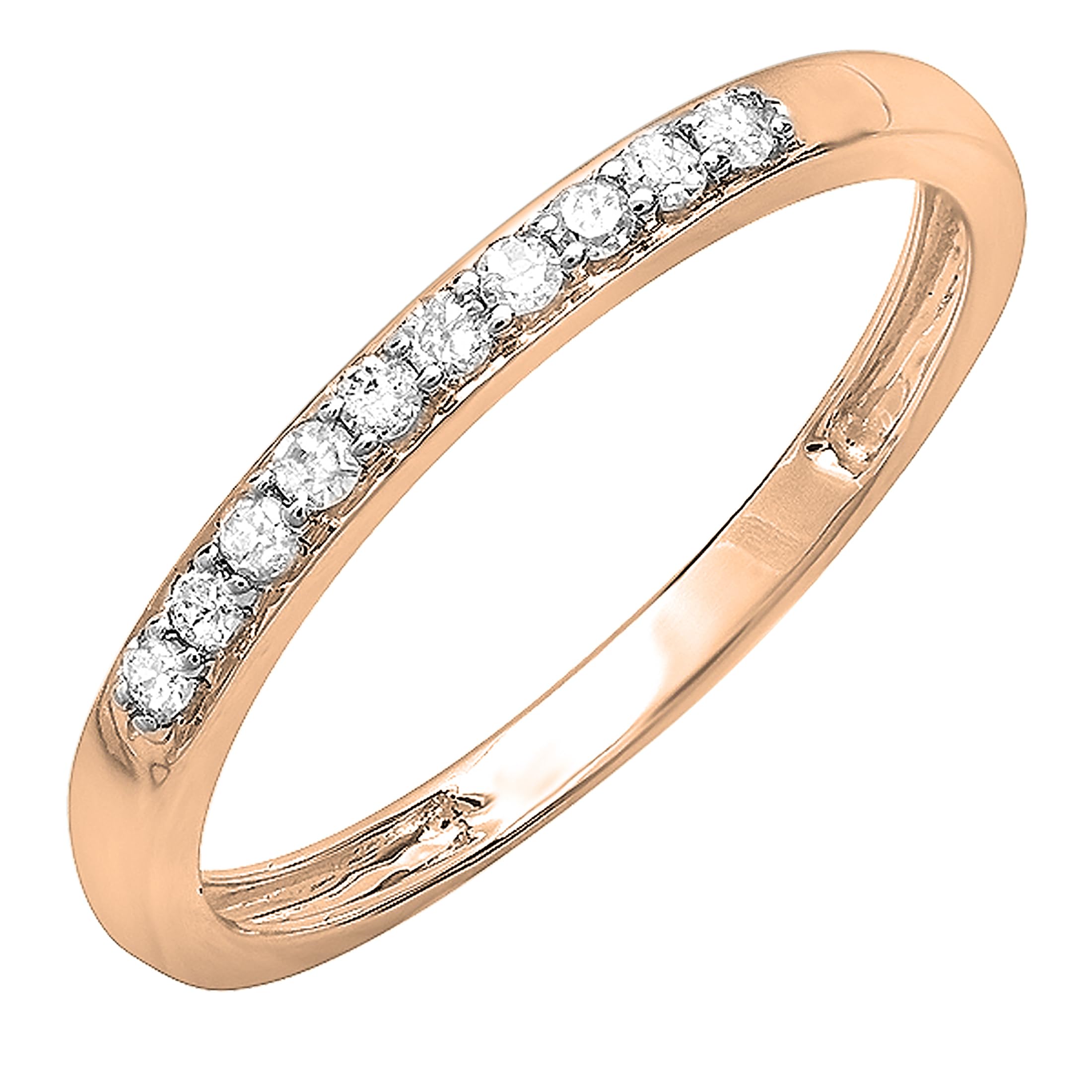 Dazzlingrock 14K Solid Gold Stackable Ring for Women - 0.15 CTTW Round White Diamond Minimalist Band | Perfect for Everyday Wear, Anniversary Gifts & Wedding Stack Rings