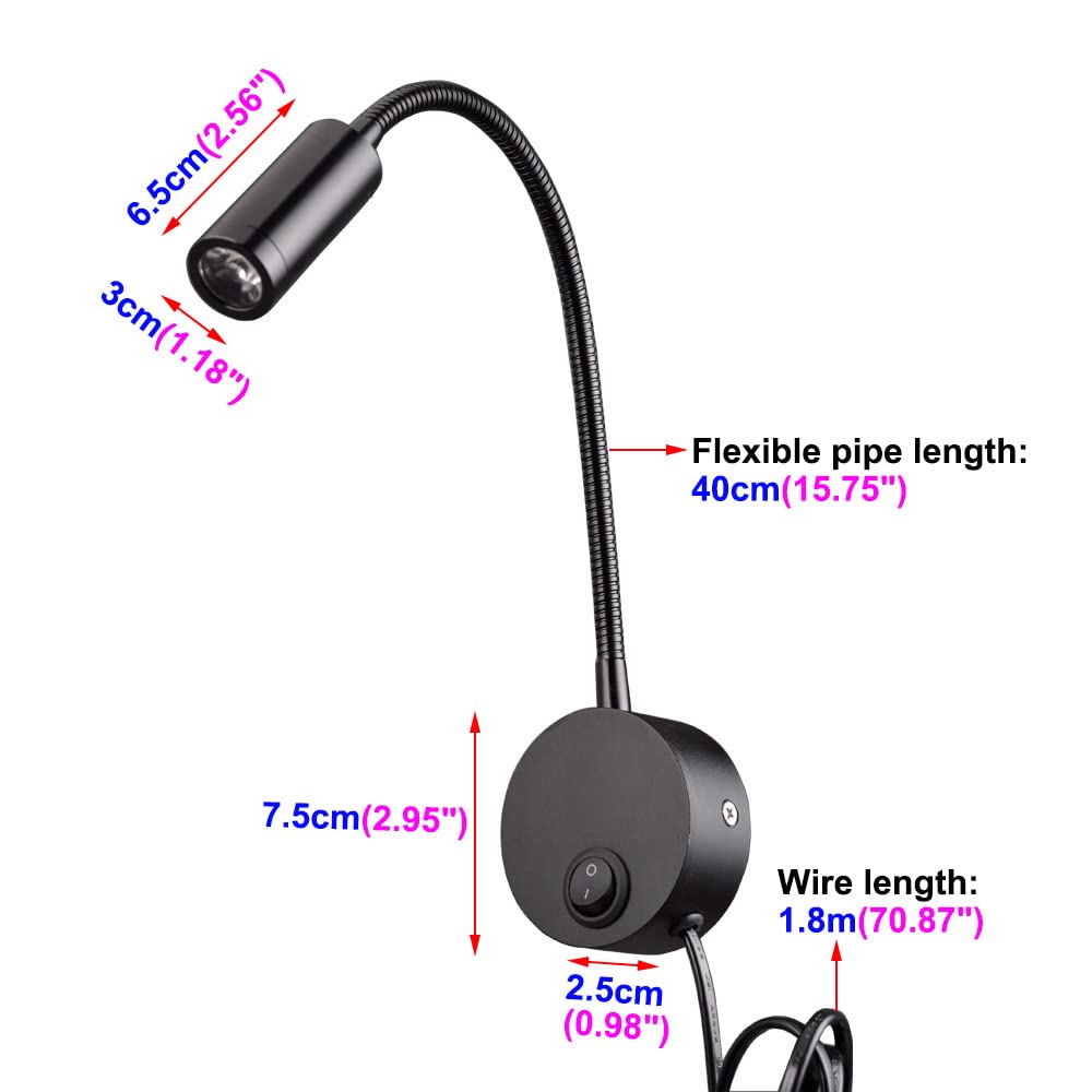 3W LED Wall Sconces - Dimmable Picture Light Fixture with On/Off Switch, Warm White 3000K - Perfect for Artwork, Photos & Home Decor Lighting