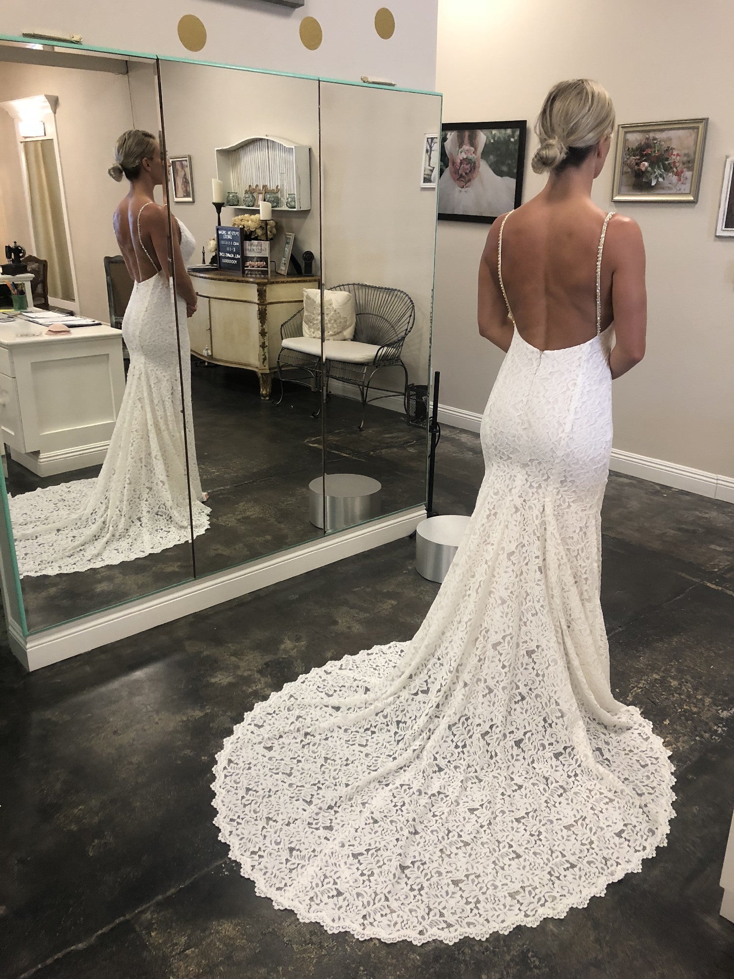 Mikaella 2186 Elegant Wedding Gown - A-Line Lace Bridal Dress with Long Train | Perfect for Church Ceremonies, Beach Weddings & Formal Events