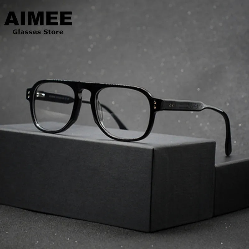 Aimee Unisex Full Rim Square Acetate Eyeglasses 14245 - Stylish & Durable Eyewear for Men & Women - Perfect for Work, Reading & Fashion Accessories