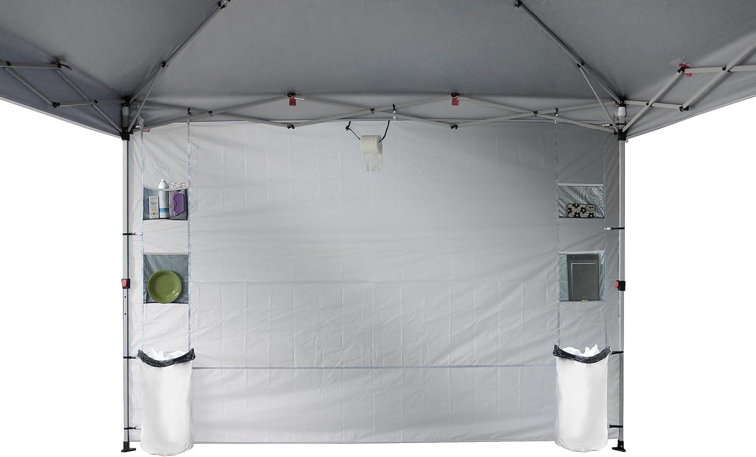 10x10 Pop Up Canopy Tent with Sidewalls & Pockets - Portable Instant Sun Shelter for Camping, Beach, Backyard & Outdoor Events - Easy One-Person Setup with Center Lock System - Grid Grey