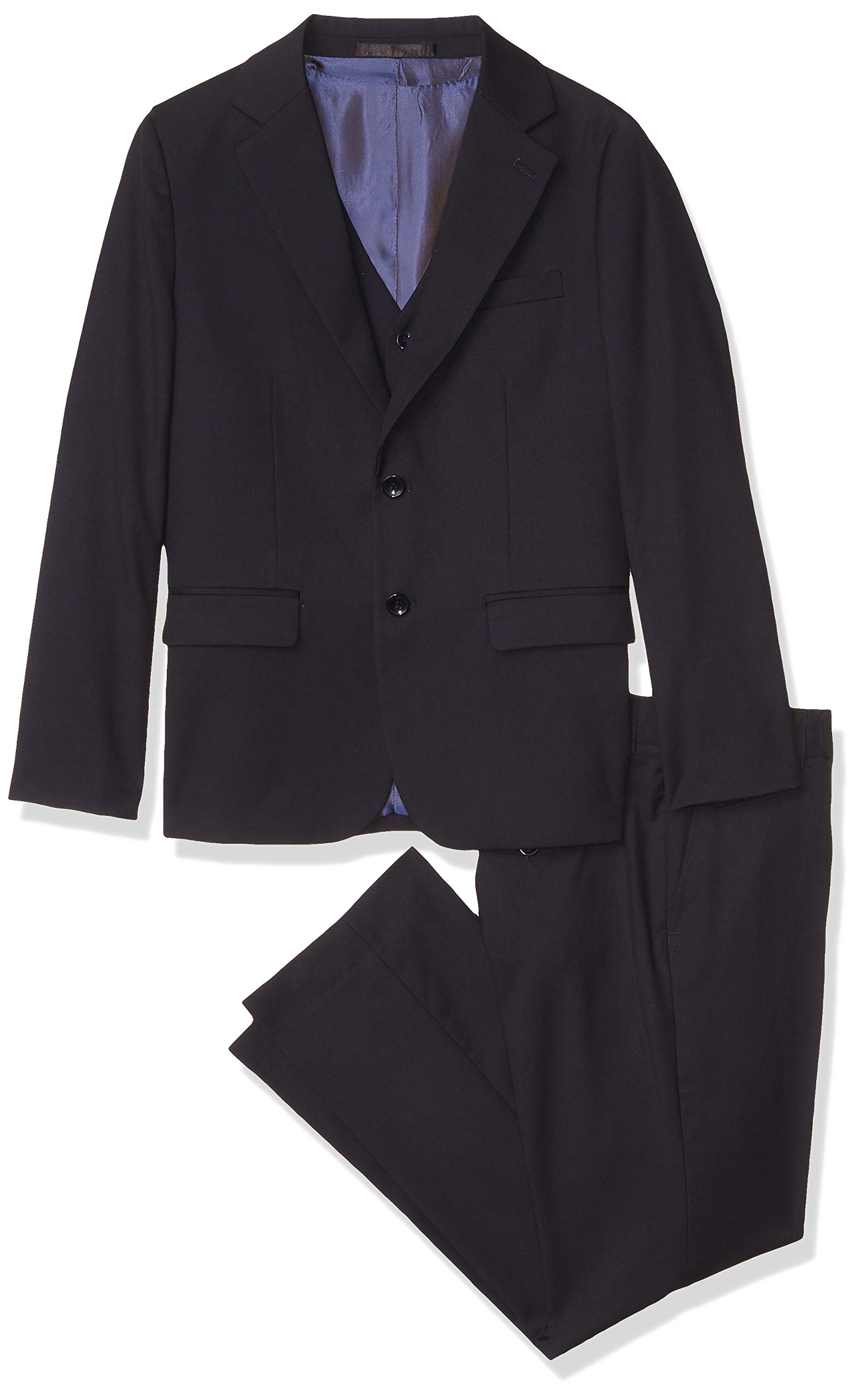 Boys' Solid Vested Suit Set - Husky Sizes Business Jacket & Pants for Formal Occasions, Weddings, and School Events