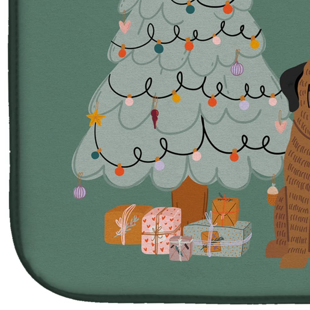 Brindle Mastiff Christmas Everyone Absorbent Dish Drying Mat - 14