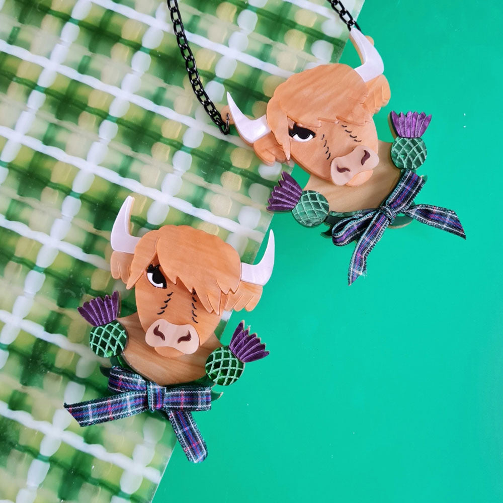 Bonnie The Highland Cow Necklace - Sterling Silver Pendant for Women - Handmade Scottish Jewelry by Cherryloco - Perfect Gift for Animal Lovers & Unique Fashion Accessory