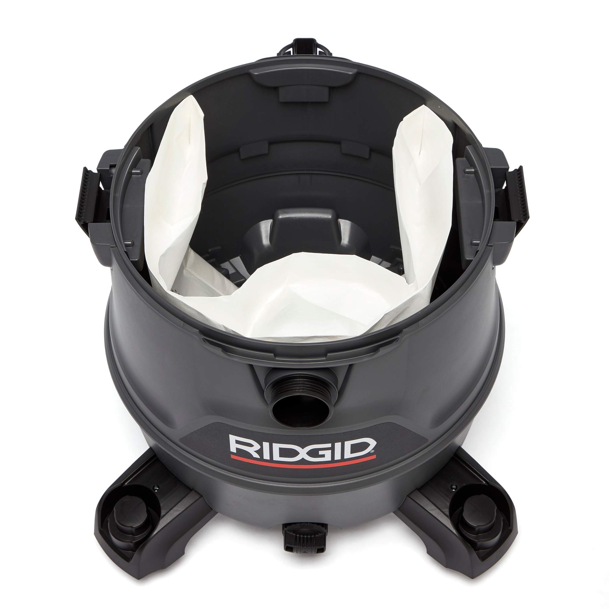 RIDGID 62723 16-Gallon Wet/Dry Vacuum Cleaner - Heavy Duty Shop Vac with Powerful Suction, Dark Gray & Red - Ideal for Garage, Workshop, and Home Cleaning