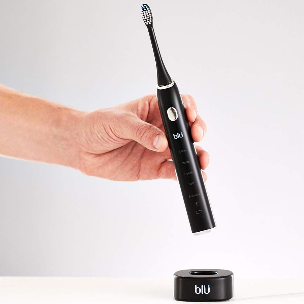 Blu Smart Electric Toothbrush for Adults - Sonic Power Toothbrush with Bluetooth App & Live Tracking Technology (Black) - Perfect for Travel, Home & Daily Oral Care Routine
