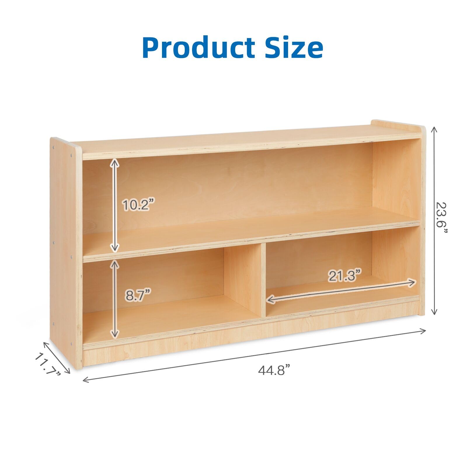 Montessori Toy Organizer for Kids - 2-Shelf Wooden Storage Cabinet with 3 Sections - Perfect for Classroom, Kindergarten, Playroom & Kids Room - Ideal for Organizing Toys, Books & Learning Materials