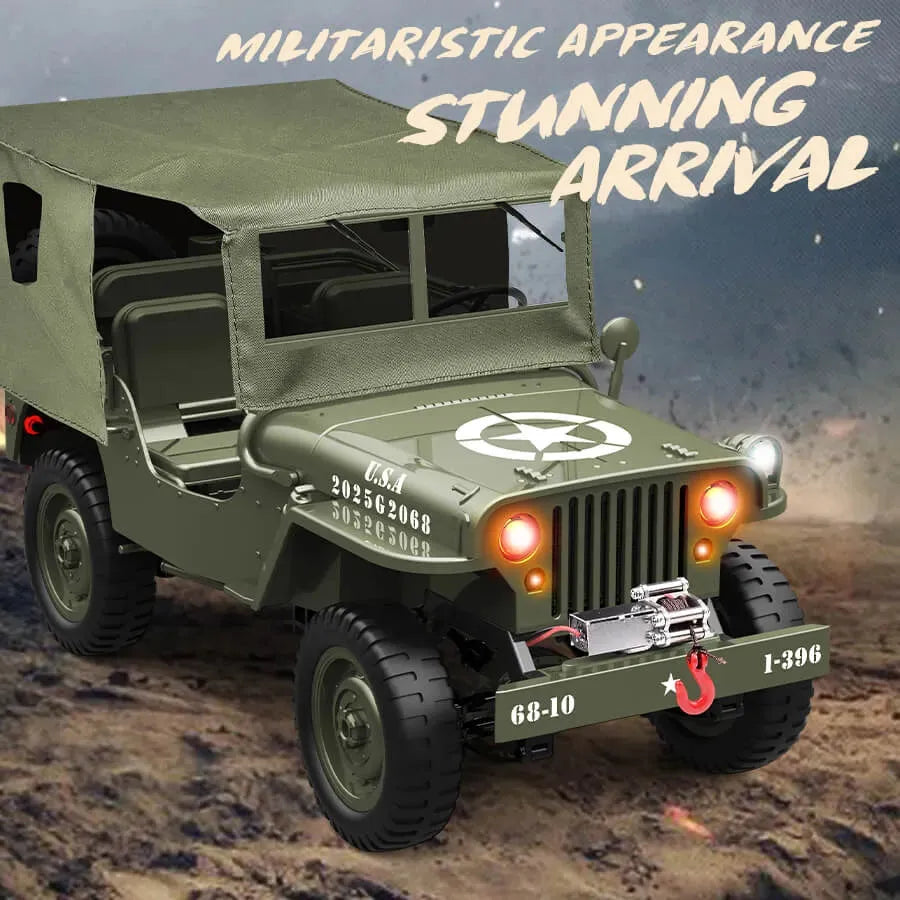 **JJRC C8815 4WD Off-Road RC Truck - 1:12 Scale Willys Military Jeep Remote Control Car for Adults & Kids - High Speed Climbing Vehicle for Outdoor, Backyard, Trail Adventures (USA Only)**