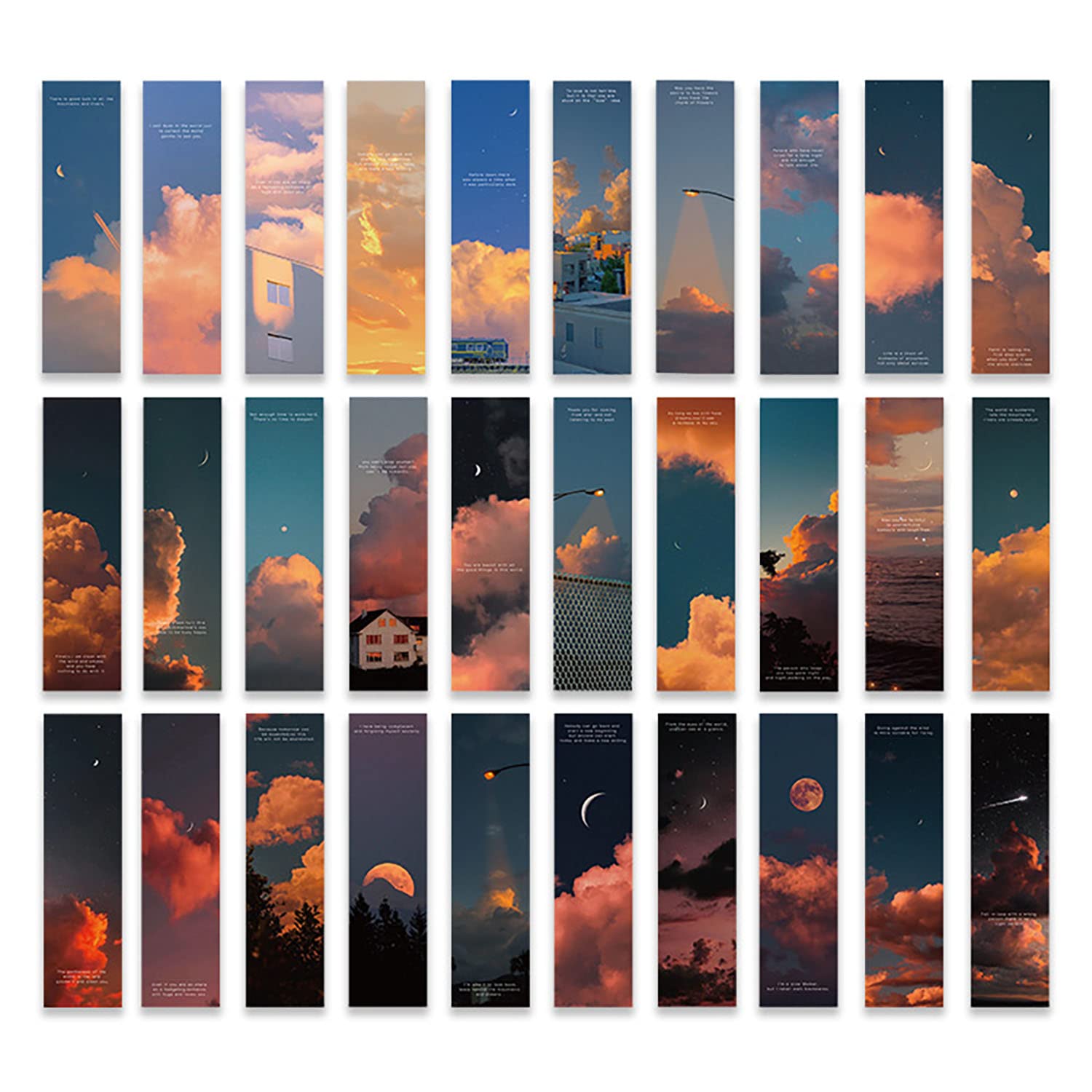Doraking 30PCS Vintage Scenery Theme Paper Bookmarks for Book Lovers - Elegant Boxed Bookmark Set with Sky Design - Perfect Gift for Readers, Book Club Members & Stationery Collectors (Great for Reading, Journaling & Bookmark Collections)