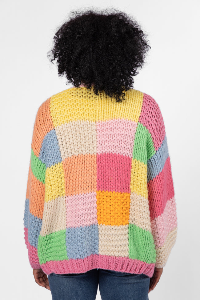 Pink & Multi-Color Block Cardigan for Women - Cozy Knit Sweater Wrap - Perfect for Fall & Winter Fashion, Office Wear & Casual Outfits