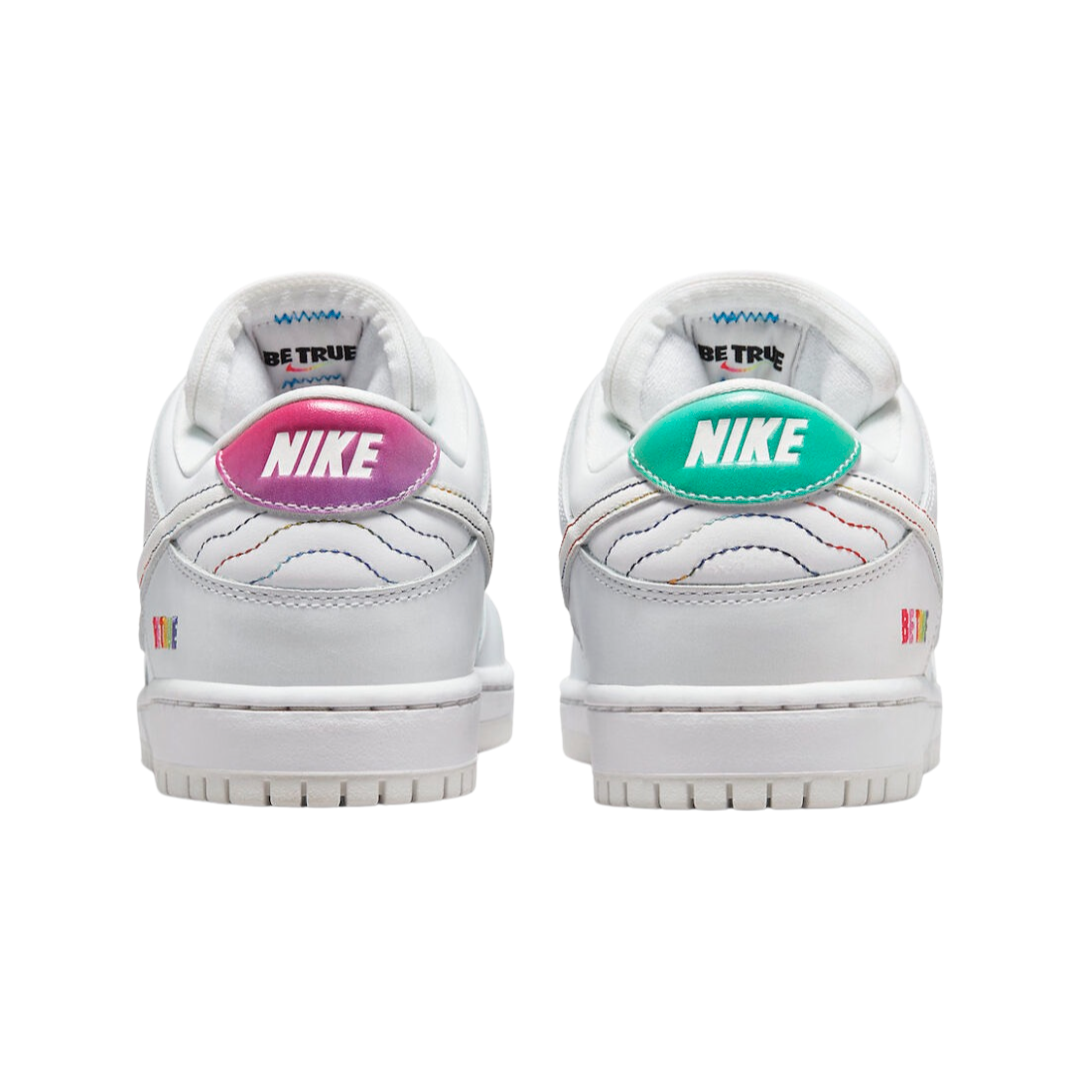Nike Dunk Low Be True White Summit Rainbow Sneakers - LGBTQ+ Pride Shoes for Men & Women - Perfect for Casual Wear, Street Style & Pride Events