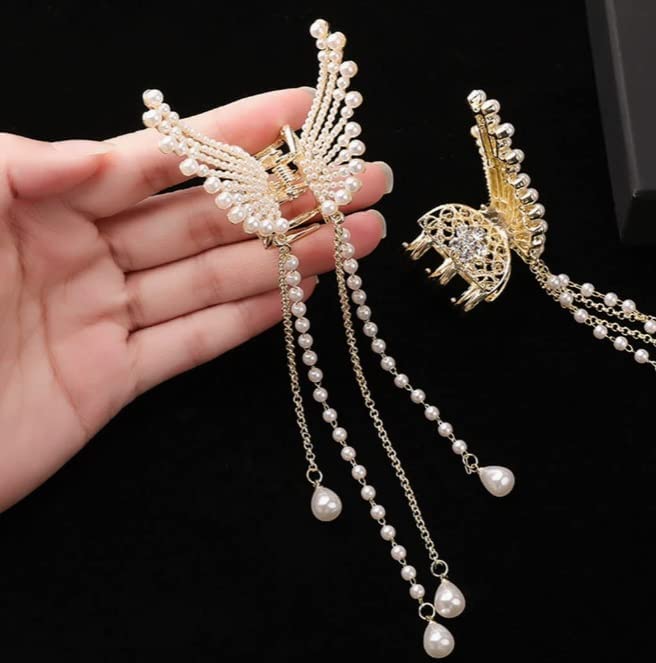 SIYAA Butterfly Hair Clip for Women - Elegant Metal Flower Hair Claw, Cute Wedding Hair Accessory, Secure Hair Clutch for Long & Short Hair - Perfect for Parties, Weddings & Everyday Styling