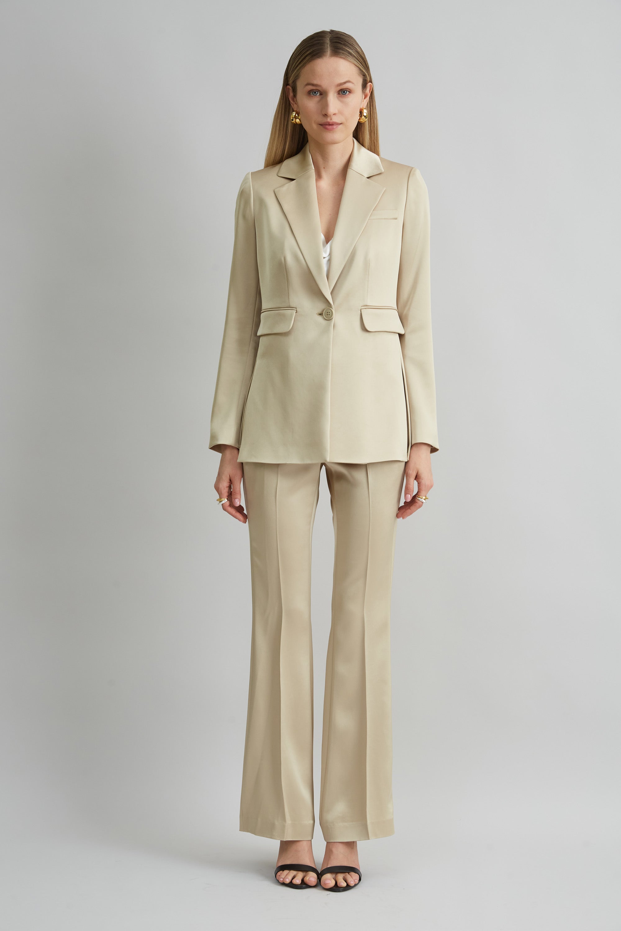 Elegant Satin Side Slit Blazer for Women - Office Wear & Evening Outfits - Perfect for Business Meetings, Cocktail Parties & Special Occasions