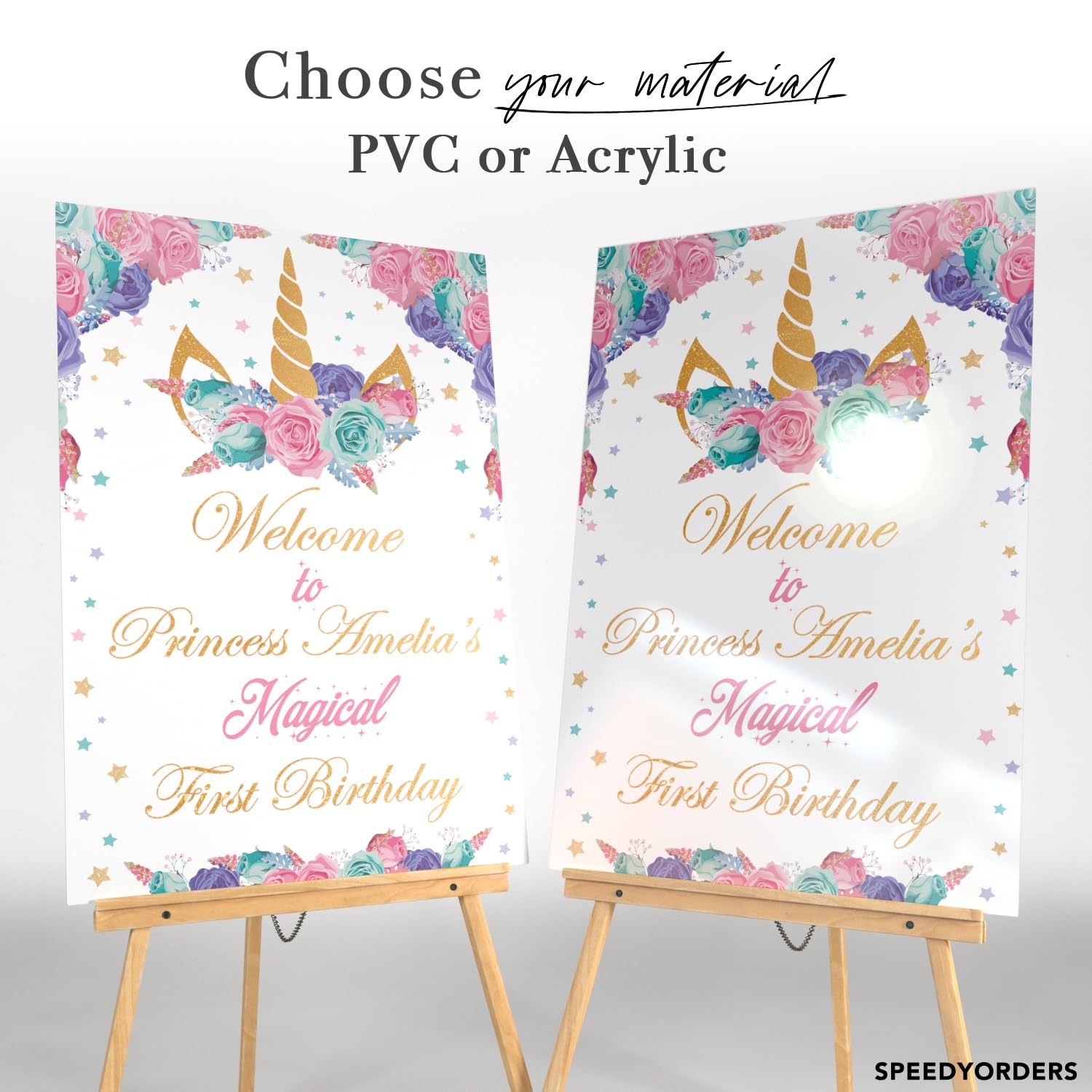 Magical Rainbow Unicorn Birthday Welcome Sign - Floral Unicorn Theme Party Decor - Perfect for Girls' Birthday Celebrations, Baby Showers & Fantasy Themed Events