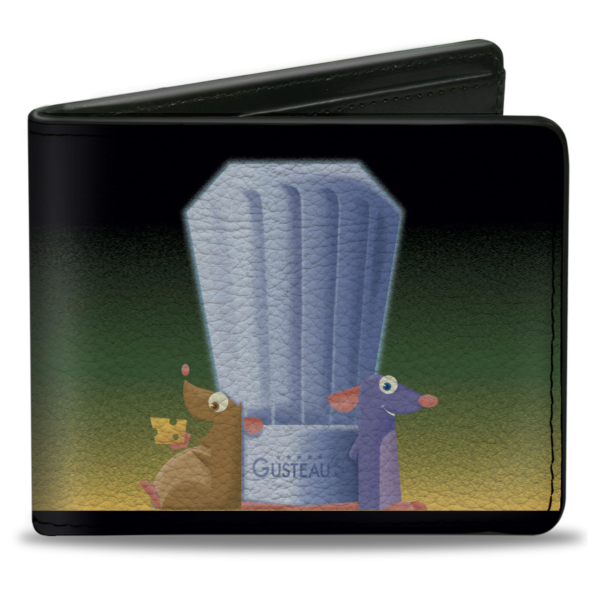 Buckle-Down Men's Disney Ratatouille Emile & Remy Chef Hat Vegan Leather Bifold Wallet - 4.0