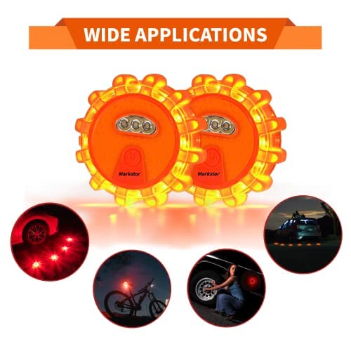 USB Rechargeable LED Road Flares 6-Pack - Emergency Roadside Safety Kit with 9 Flash Modes, Magnetic Base & Hook | Lithium Battery Powered Warning Beacon for Cars, Trucks & Motorcycles | Includes Free Gloves (Perfect for Nighttime Breakdowns & Hazard Signaling)