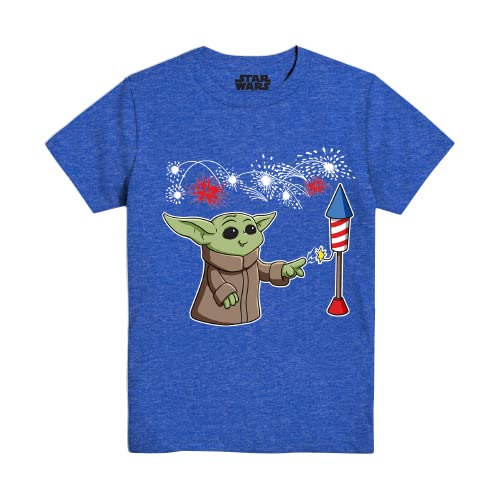 Star Wars Boys' Grogu 4th of July Patriotic T-Shirt - Red White & Blue Firecracker Graphic Tee for Kids - Perfect for Independence Day Celebrations & Star Wars Fan Gifts
