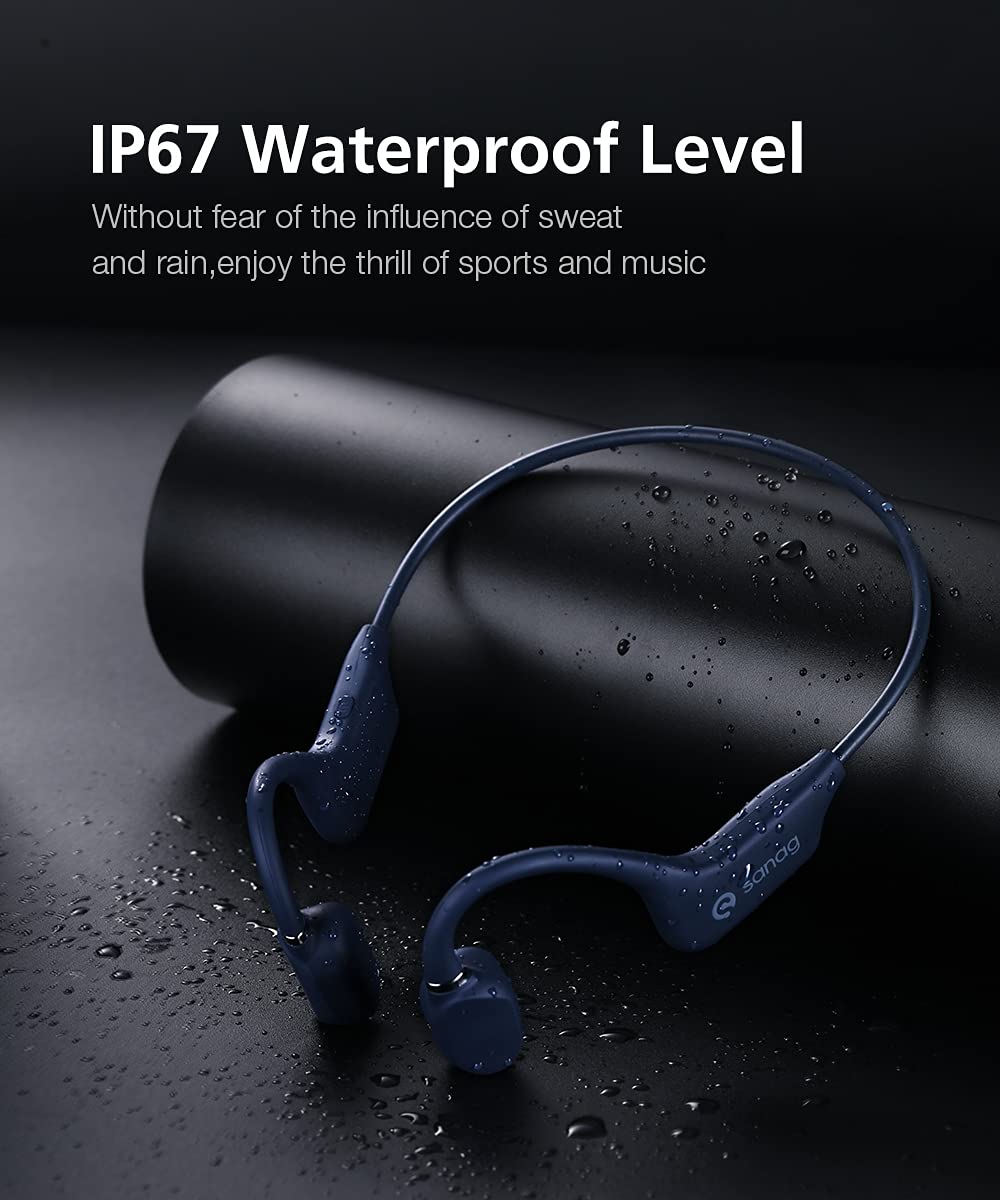Sanag Open-Ear Wireless Bluetooth 5.0 Headphones with Mic - Titanium Lightweight Air Conduction Headphones, IPX5 Waterproof for Running, Hiking, Cycling & Driving - Hands-Free Calls & Music (Ideal for Outdoor Sports & Commuting)