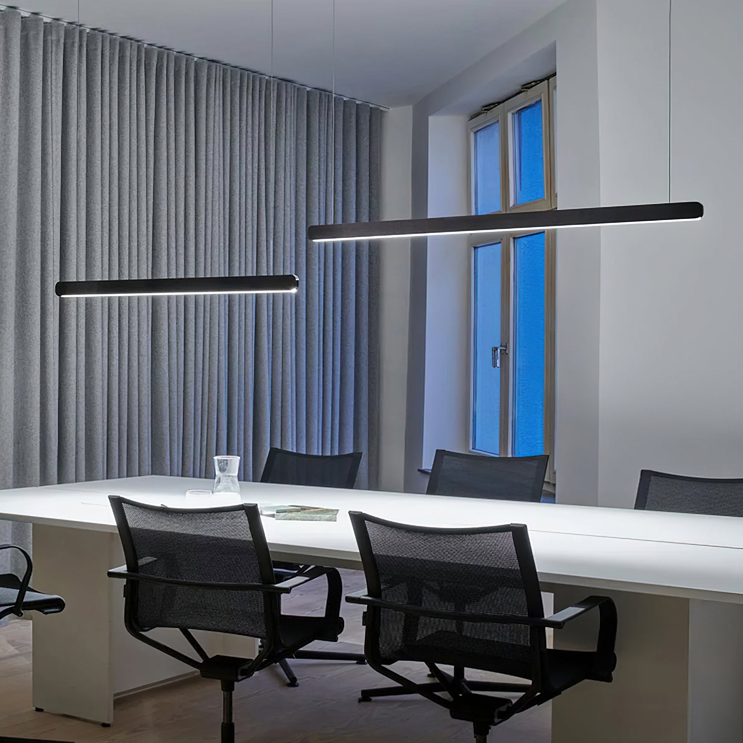 Modern Linear Pendant Light - Adjustable LED Hanging Lamp for Kitchen Island, Dining Room & Office - Sleek Minimalist Design with Warm/Cool Lighting Options