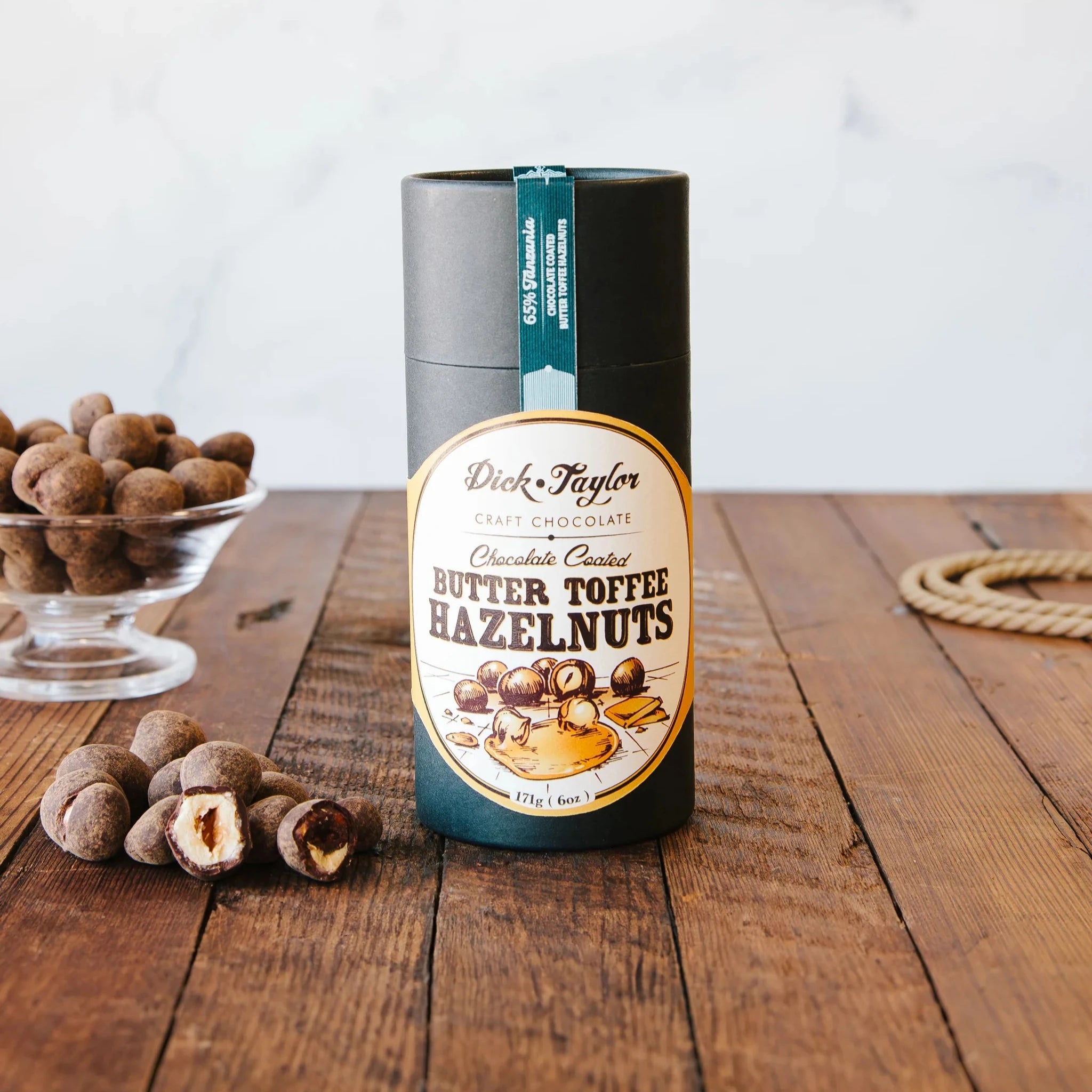 Premium Dick Taylor Chocolate Covered Butter Toffee Hazelnuts 65% Dark - Gourmet Gift for Holidays, Parties & Dessert Topping